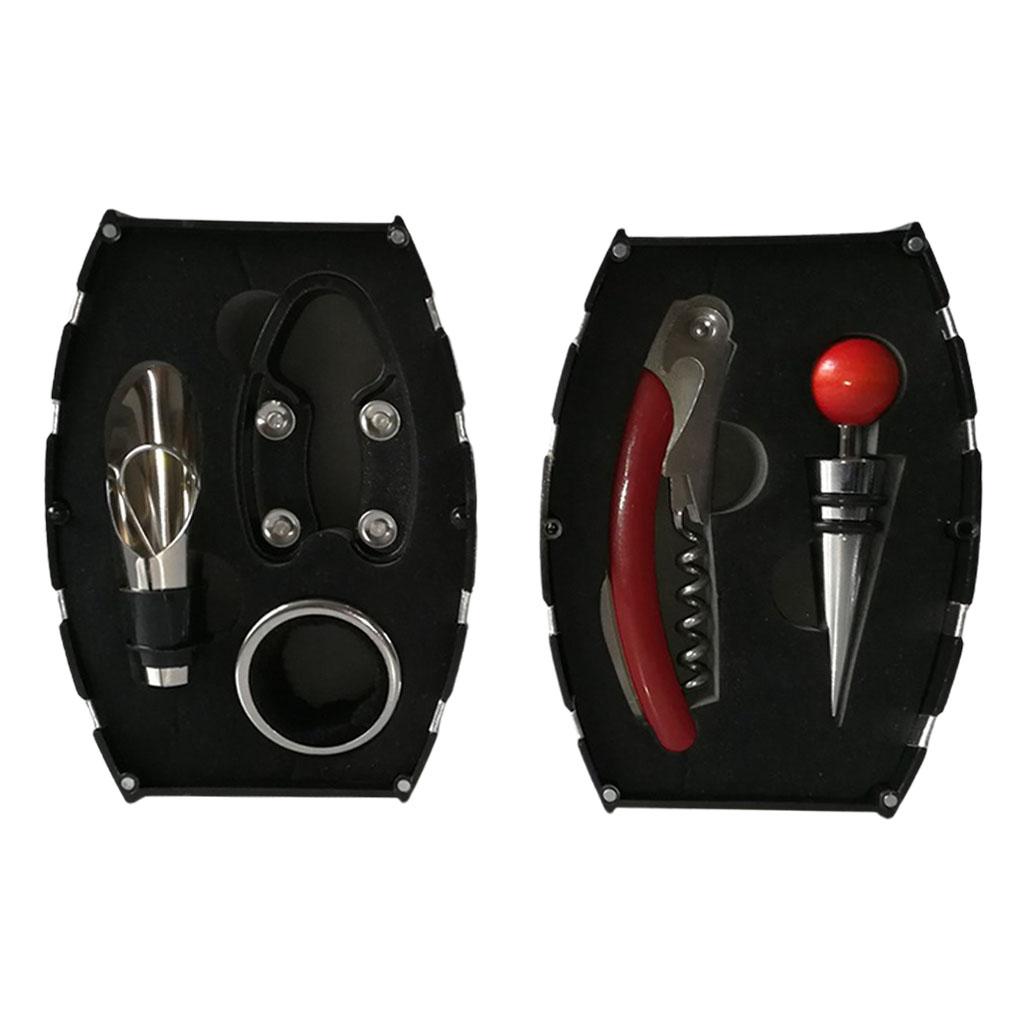 5 Pieces Wine Opener Set Bottle Opener for Home Plastic Red Handle