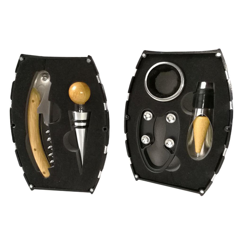 5 Pieces Wine Opener Set Bottle Opener for Home Bamboo Wooden Handle