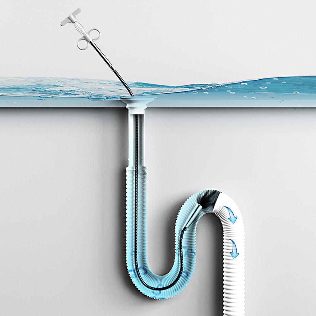 Household Drain Cleaner Drain Pipe Cleaner for Shower Drain Pipeline Sewer White 160cm