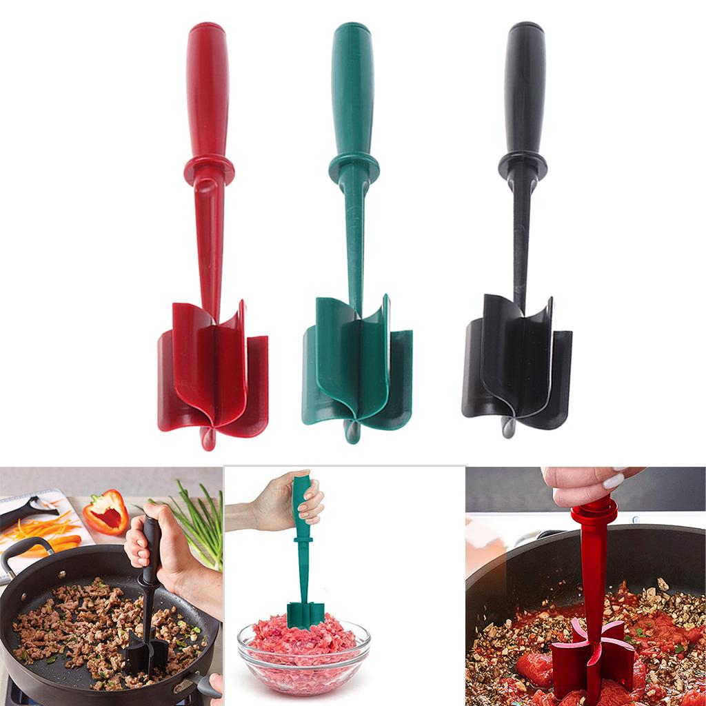 ABS Plastic Meat Chopper Kitchen Utensil 5 Curve Blades for Cooking Baking Red