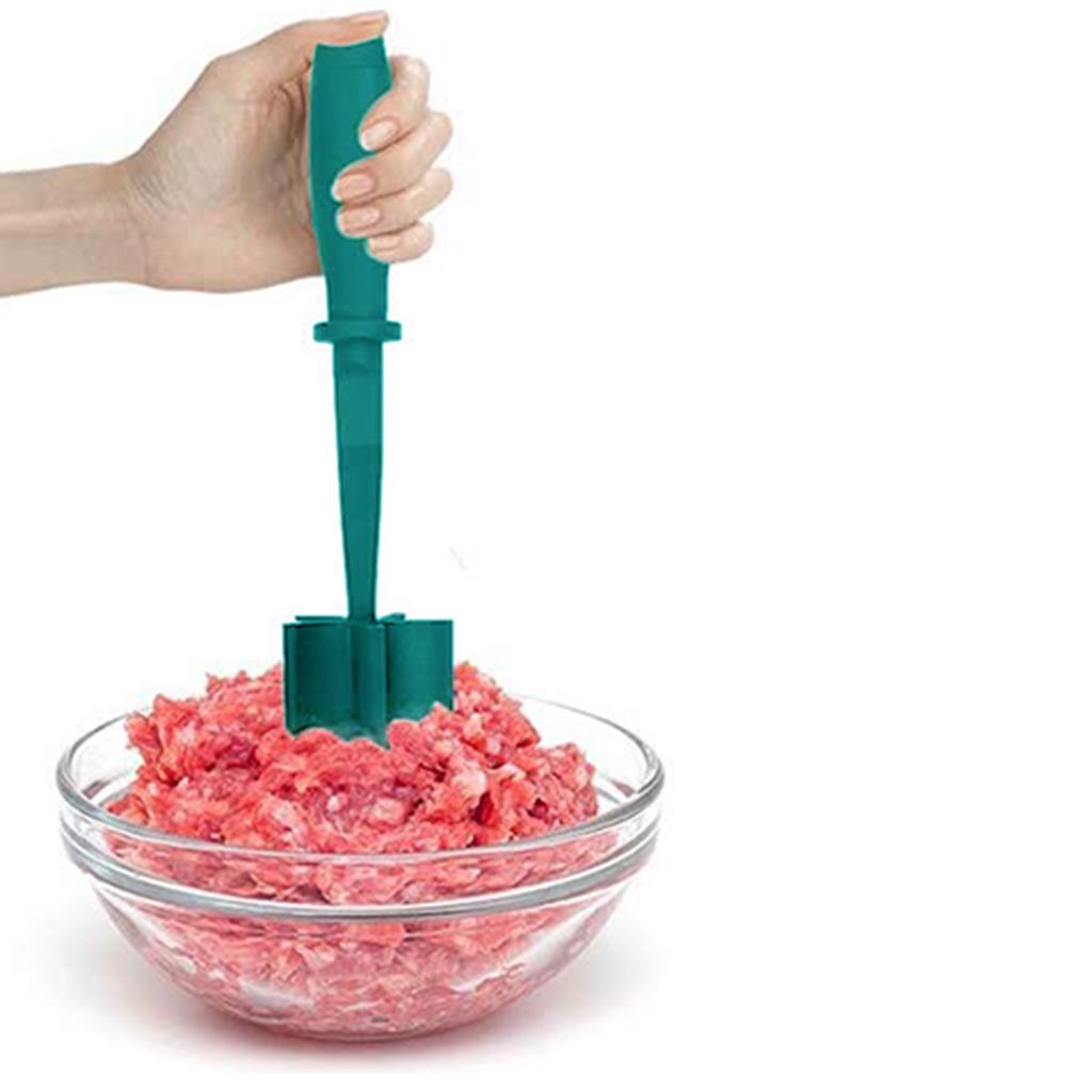 ABS Plastic Meat Chopper Kitchen Utensil 5 Curve Blades for Cooking Baking Green