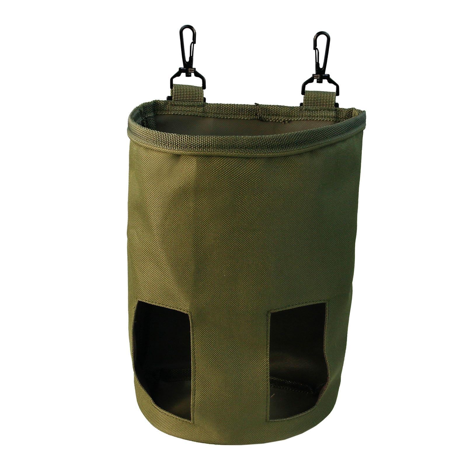 Rabbit Hay Feeder Bag Hay Bag Hanging Pouch Feeder 2 Holes for Guinea Pig army green