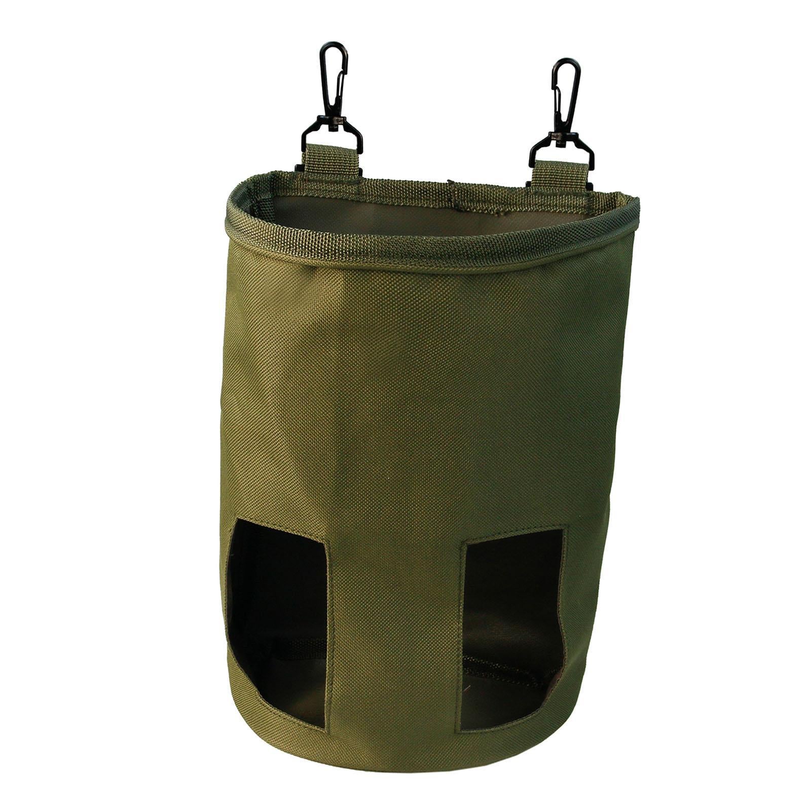 Rabbit Hay Feeder Bag Hay Bag Hanging Pouch Feeder 2 Holes for Guinea Pig army green