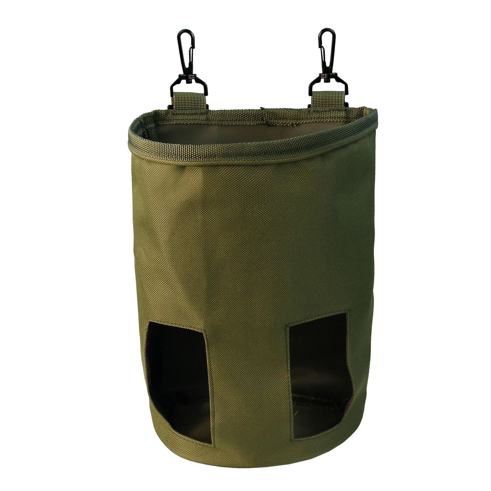 Rabbit Hay Feeder Bag Hay Bag Hanging Pouch Feeder 2 Holes for Guinea Pig army green