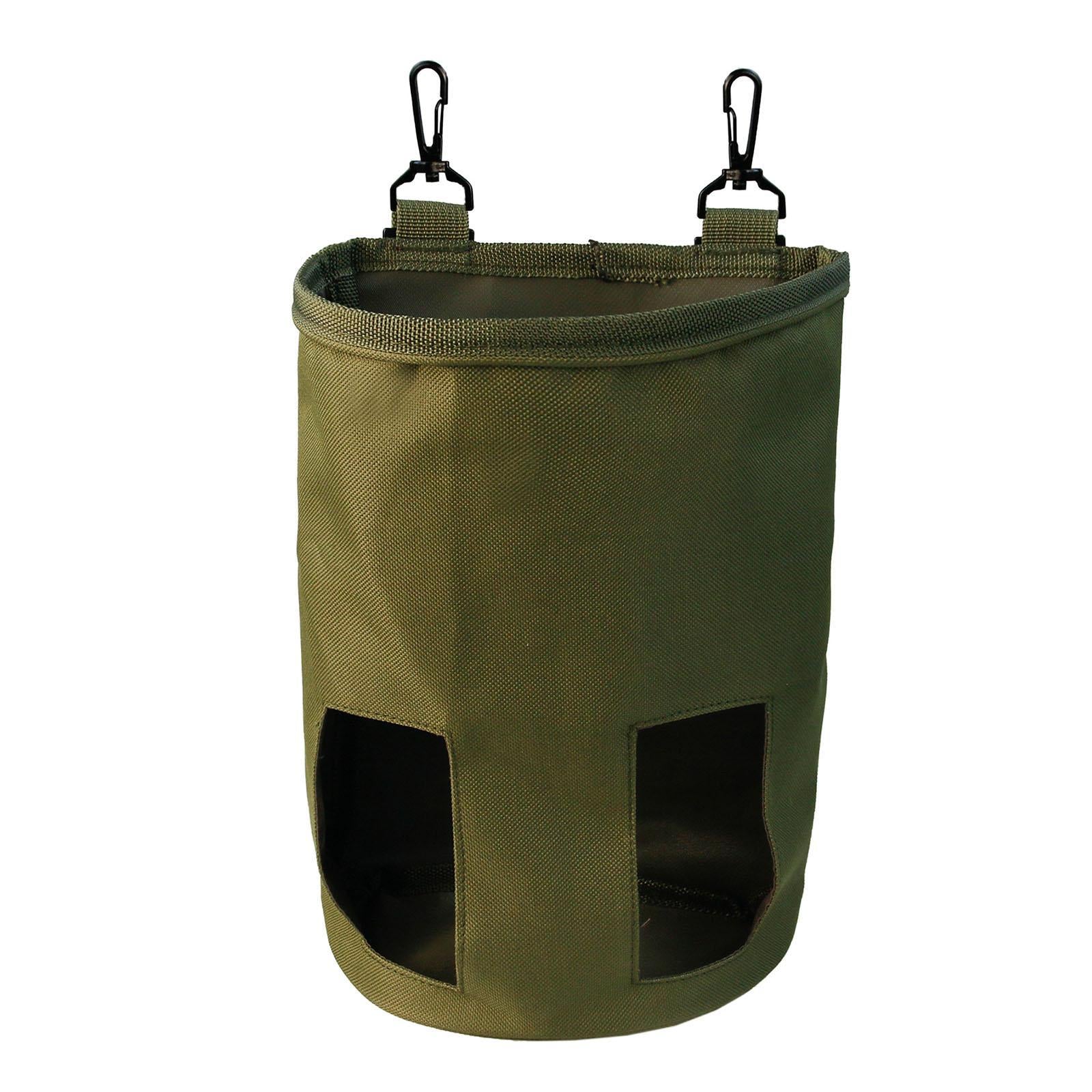 Rabbit Hay Feeder Bag Hay Bag Hanging Pouch Feeder 2 Holes for Guinea Pig army green