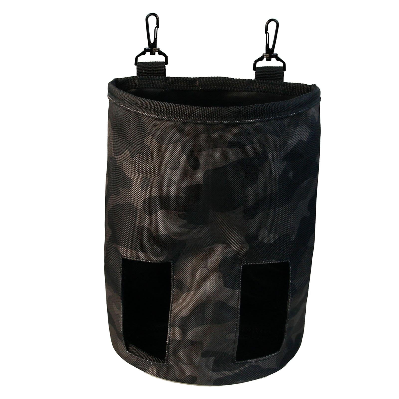 Rabbit Hay Feeder Bag Hay Bag Hanging Pouch Feeder 2 Holes for Guinea Pig black camouflage