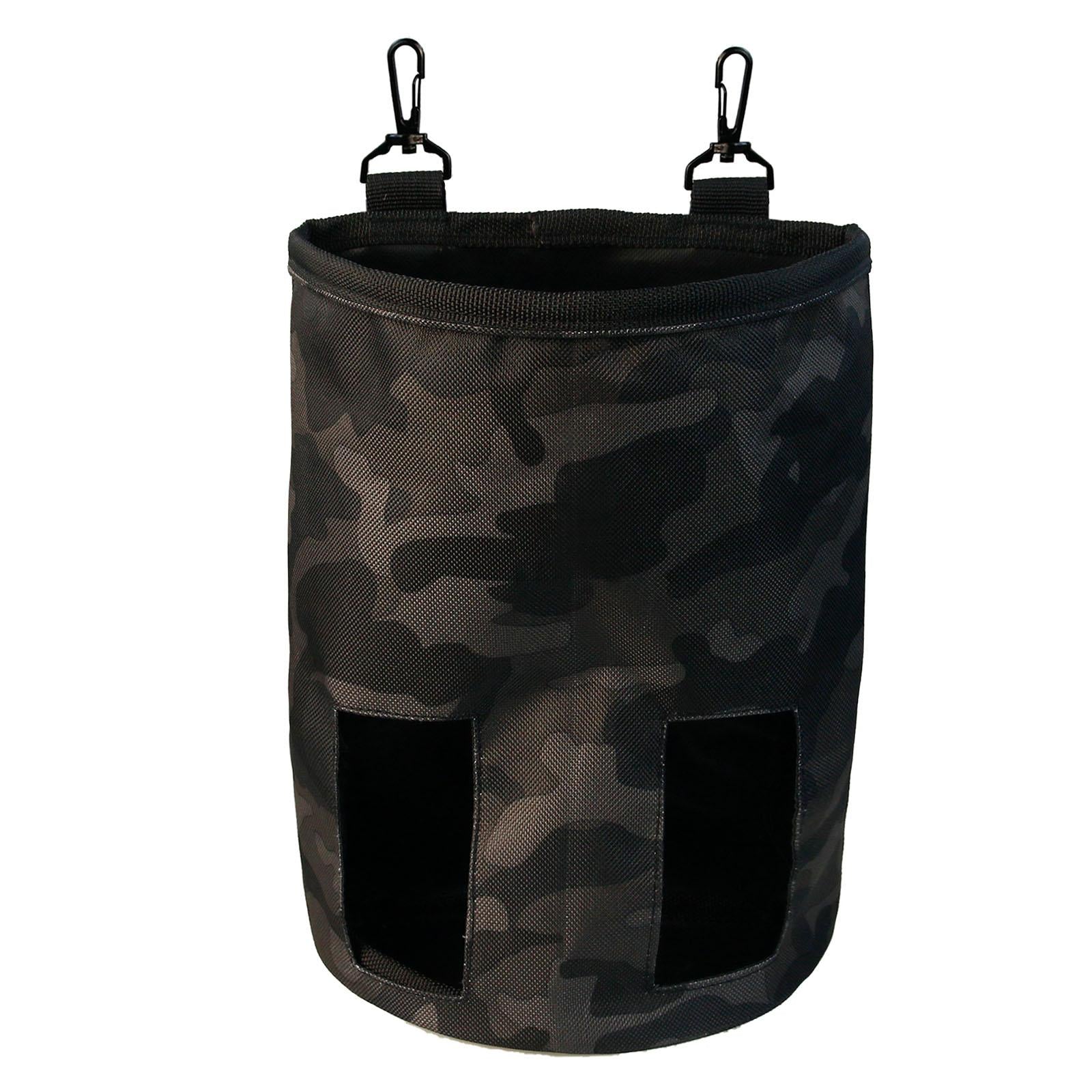 Rabbit Hay Feeder Bag Hay Bag Hanging Pouch Feeder 2 Holes for Guinea Pig black camouflage