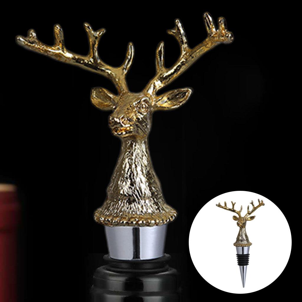 Animal Wine Bottle Stopper Decor for Bar Beverage Bottle Champagne Bottle Deer Stopper Gold