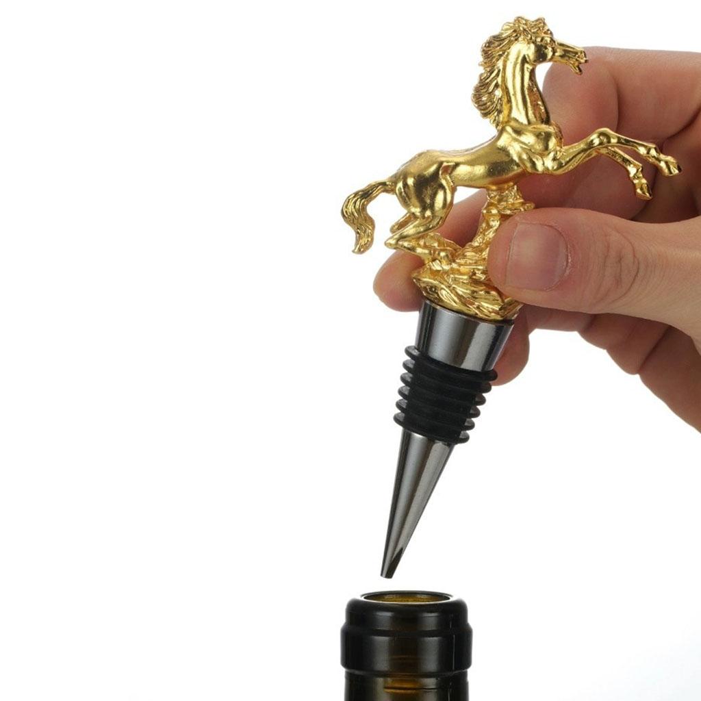 Animal Wine Bottle Stopper Decor for Bar Beverage Bottle Champagne Bottle Horse Stopper Gold