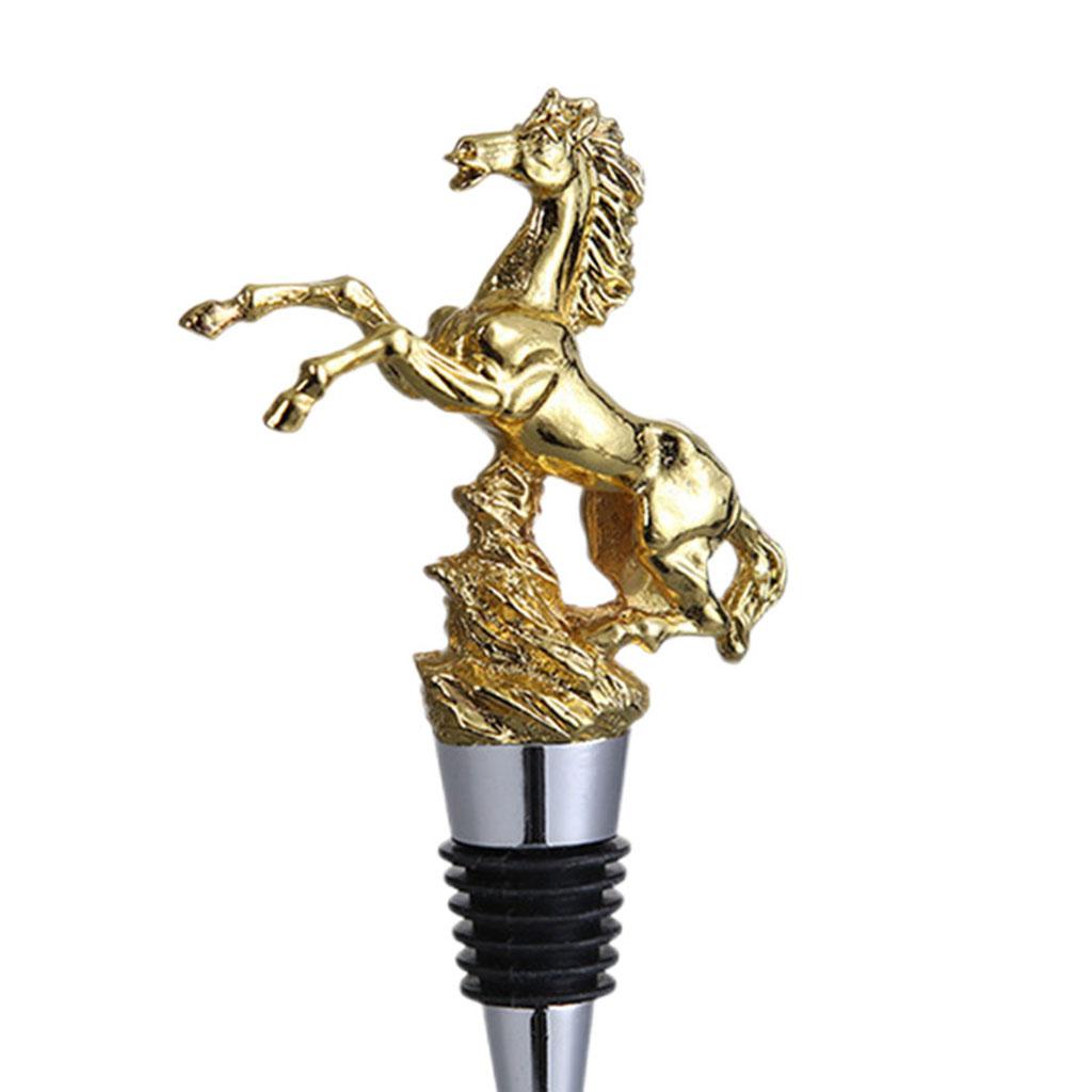 Animal Wine Bottle Stopper Decor for Bar Beverage Bottle Champagne Bottle Horse Stopper Gold