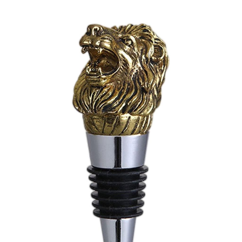 Animal Wine Bottle Stopper Decor for Bar Beverage Bottle Champagne Bottle Lion Stopper Gold