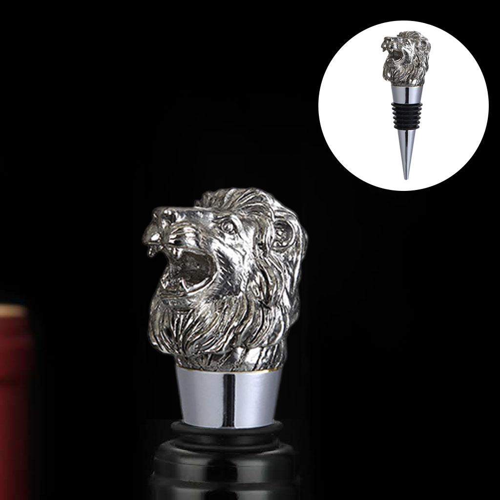 Animal Wine Bottle Stopper Decor for Bar Beverage Bottle Champagne Bottle Lion Stopper Silver