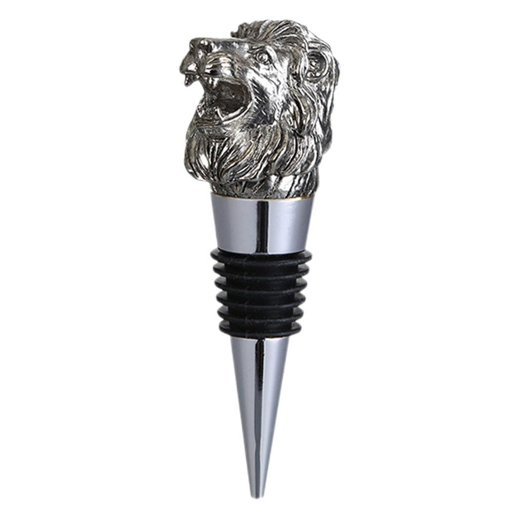Animal Wine Bottle Stopper Decor for Bar Beverage Bottle Champagne Bottle Lion Stopper Silver