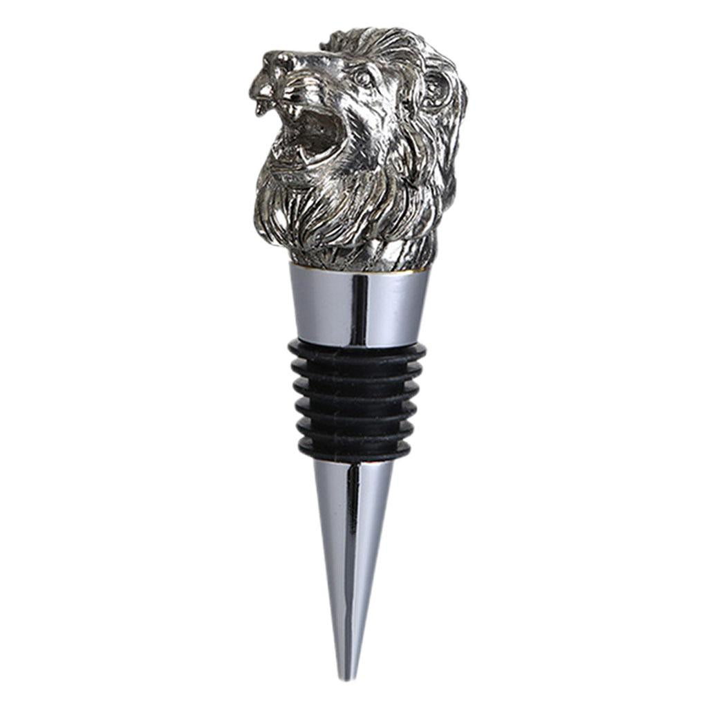 Animal Wine Bottle Stopper Decor for Bar Beverage Bottle Champagne Bottle Lion Stopper Silver