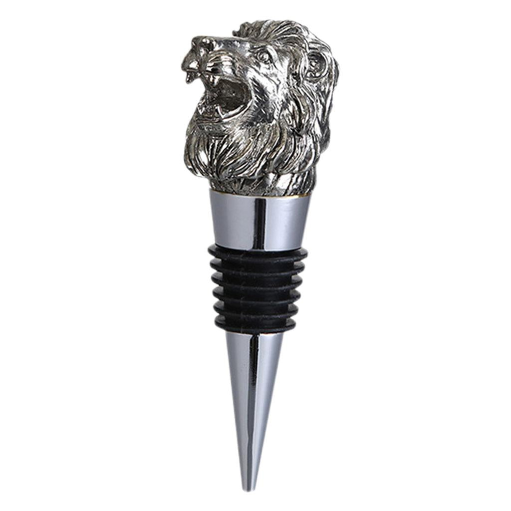 Animal Wine Bottle Stopper Decor for Bar Beverage Bottle Champagne Bottle Lion Stopper Silver