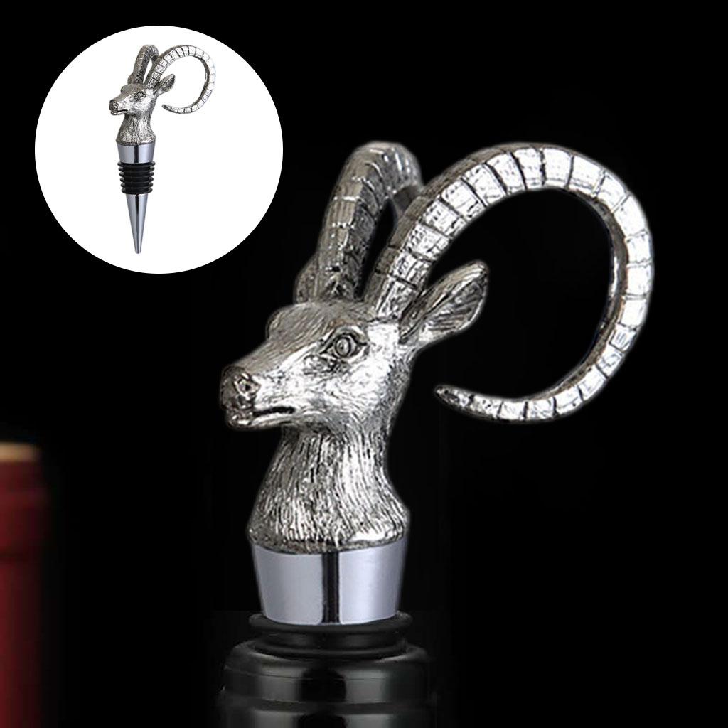 Animal Wine Bottle Stopper Decor for Bar Beverage Bottle Champagne Bottle GazelleStopperSilver