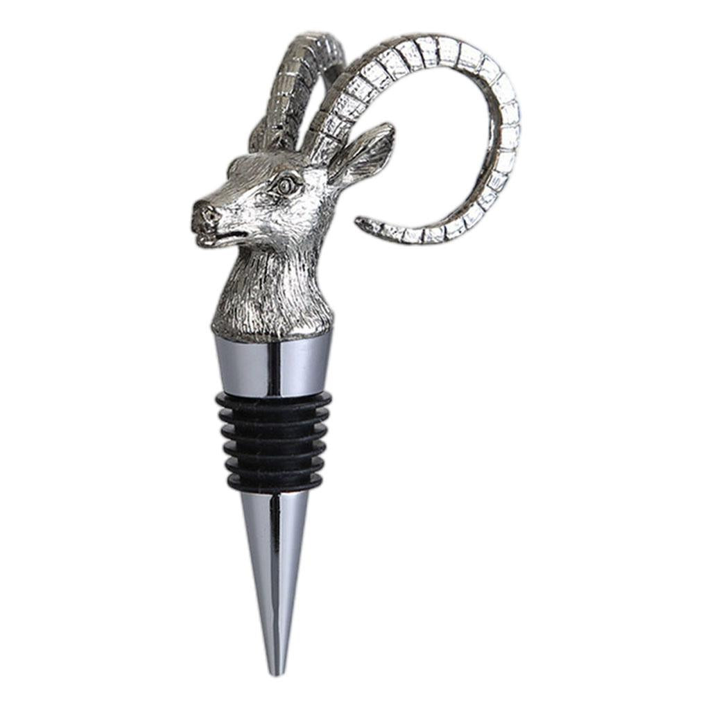 Animal Wine Bottle Stopper Decor for Bar Beverage Bottle Champagne Bottle GazelleStopperSilver