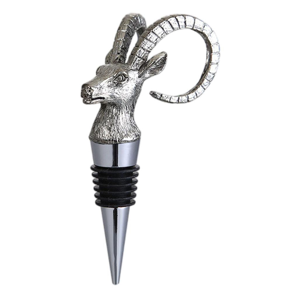 Animal Wine Bottle Stopper Decor for Bar Beverage Bottle Champagne Bottle GazelleStopperSilver