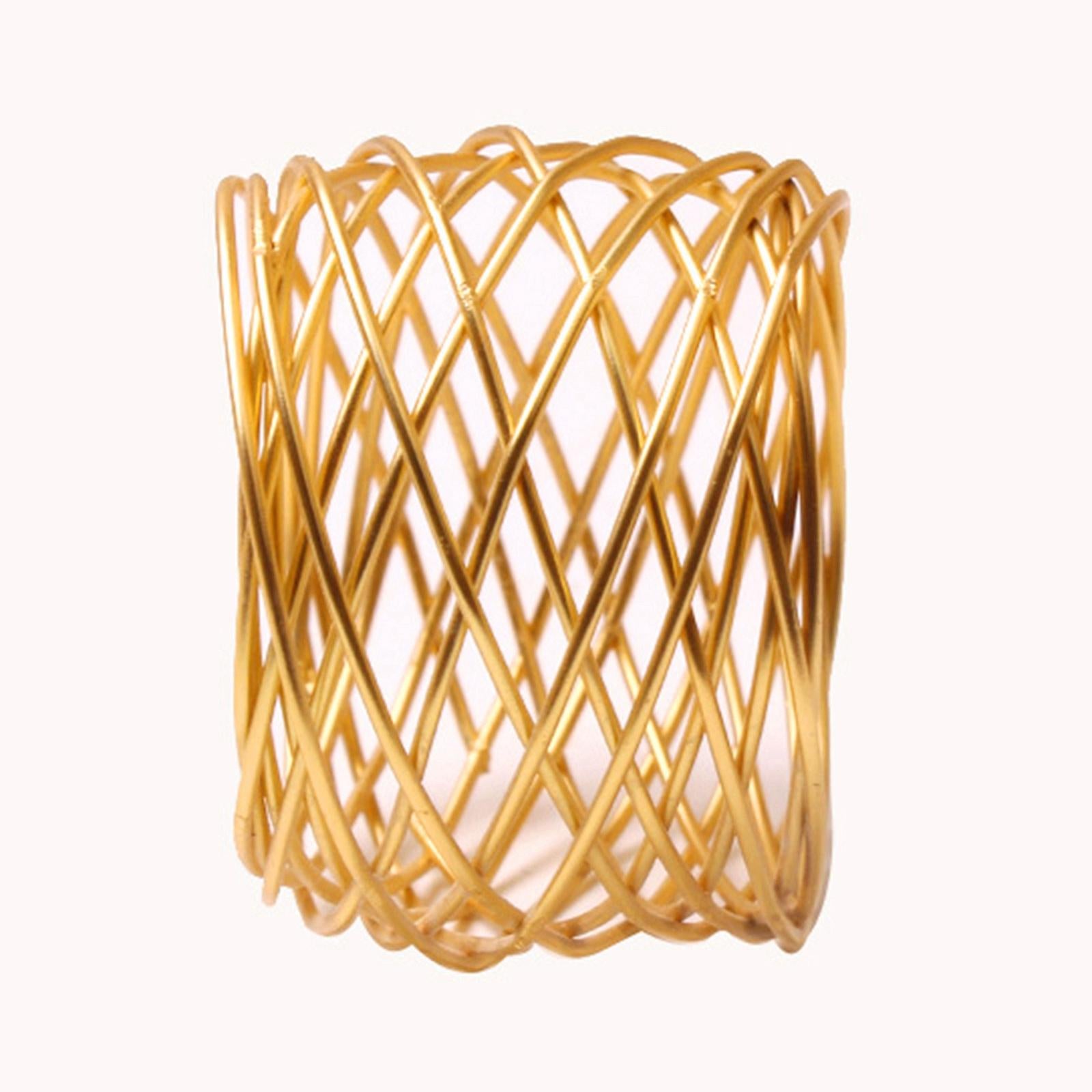 6x Crafts Napkin Rings Metal Mesh Buckles for Party Dining Table Banquet Gold