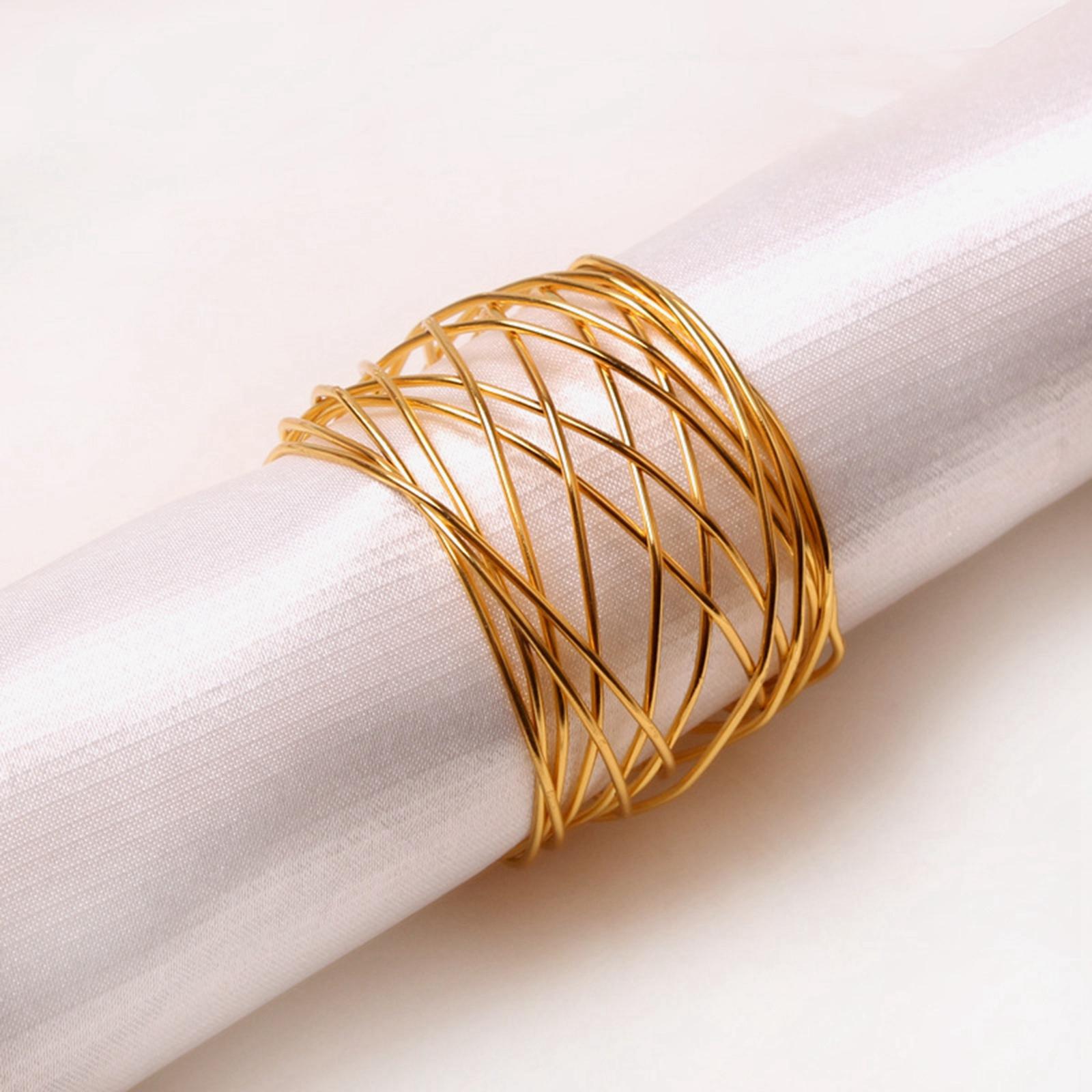 6x Crafts Napkin Rings Metal Mesh Buckles for Party Dining Table Banquet Gold