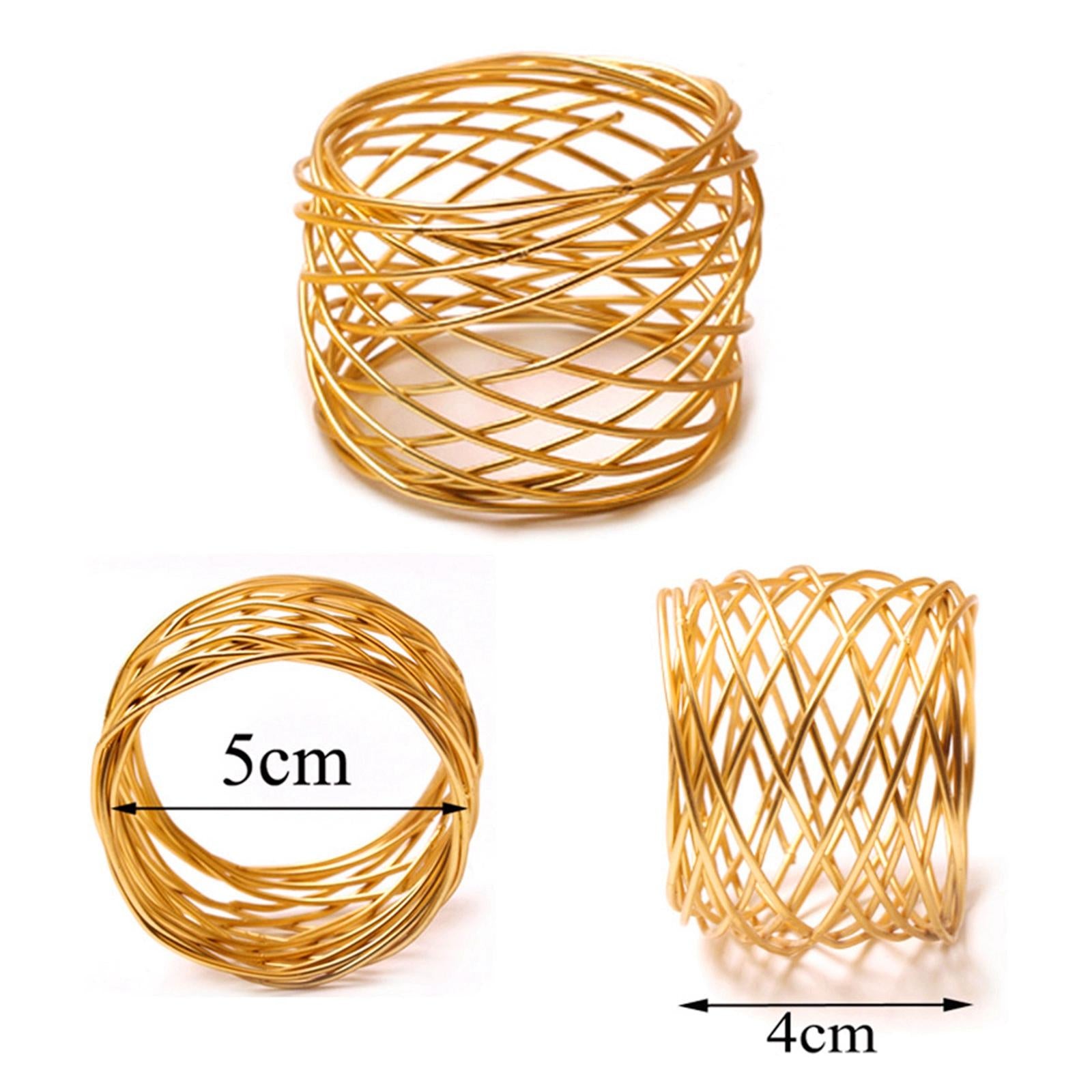 6x Crafts Napkin Rings Metal Mesh Buckles for Party Dining Table Banquet Gold