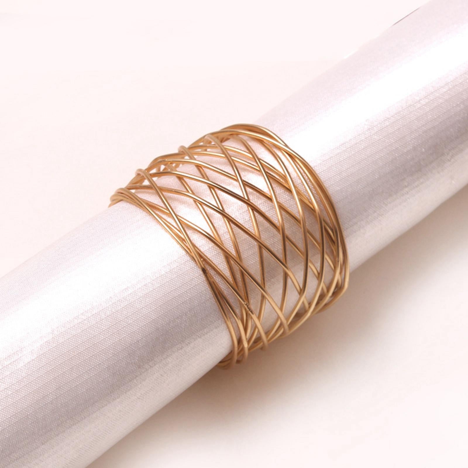 6x Crafts Napkin Rings Metal Mesh Buckles for Party Dining Table Banquet Metal Gold