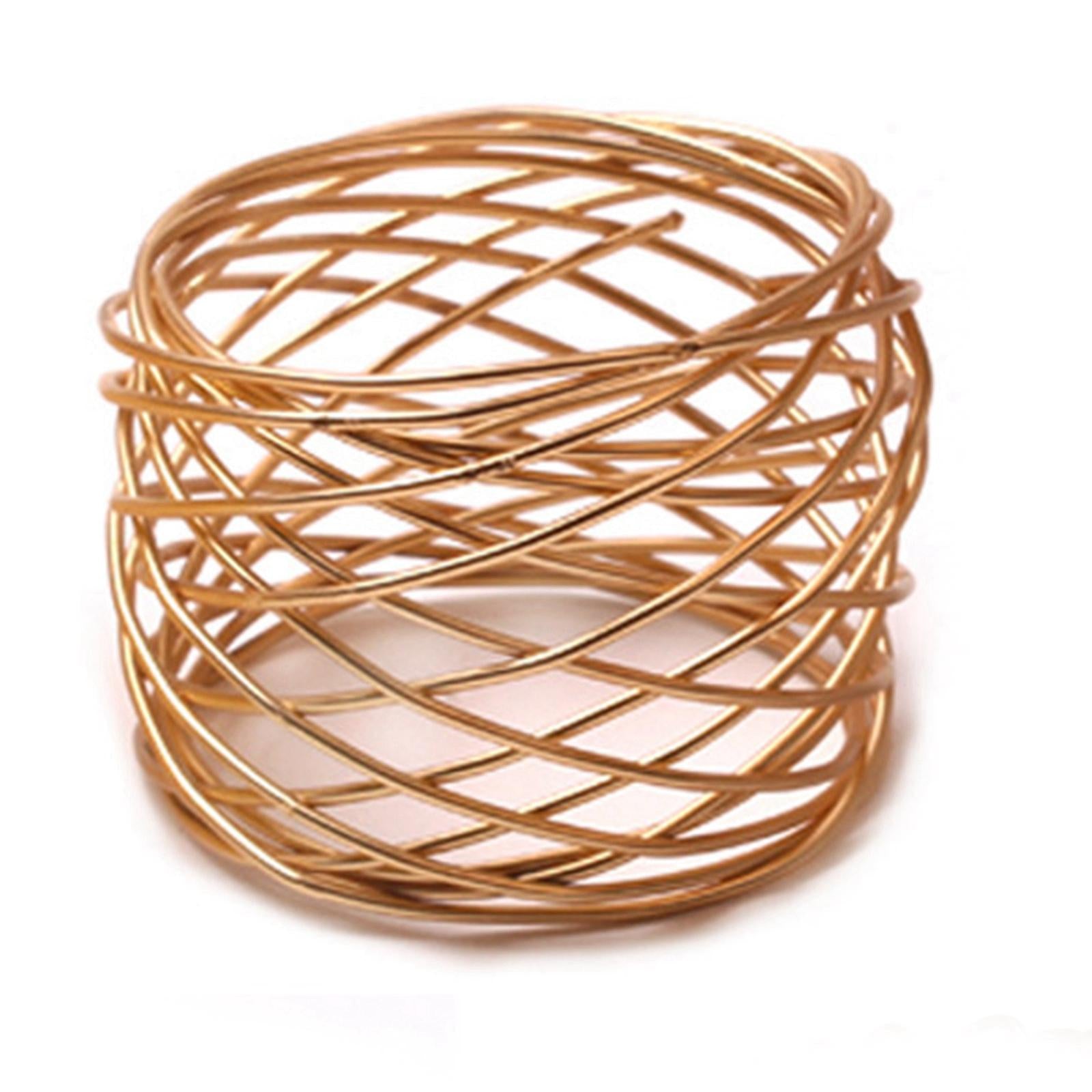 6x Crafts Napkin Rings Metal Mesh Buckles for Party Dining Table Banquet Metal Gold