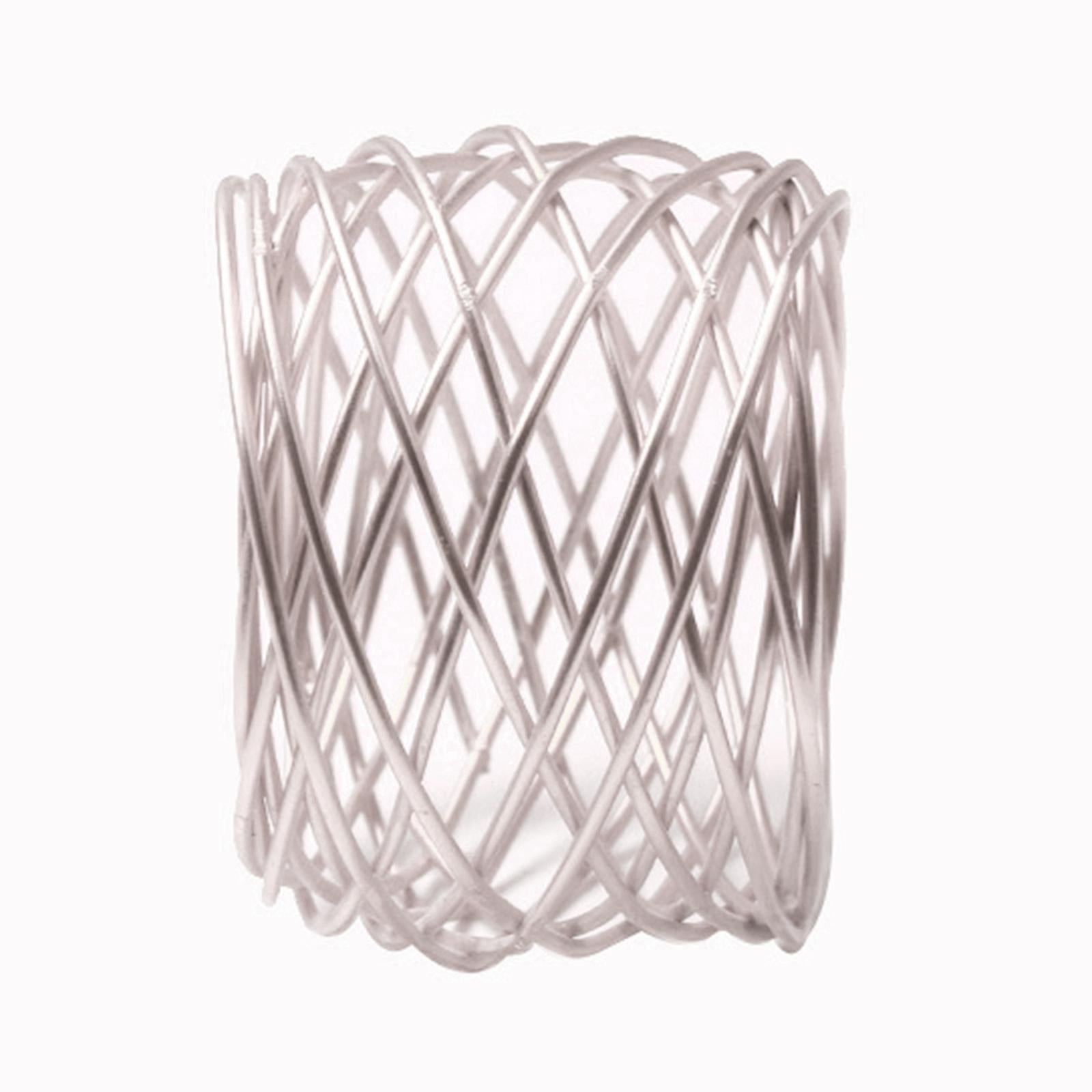 6x Crafts Napkin Rings Metal Mesh Buckles for Party Dining Table Banquet Silver