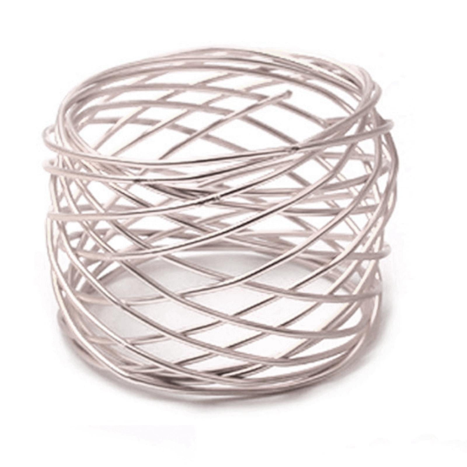 6x Crafts Napkin Rings Metal Mesh Buckles for Party Dining Table Banquet Silver