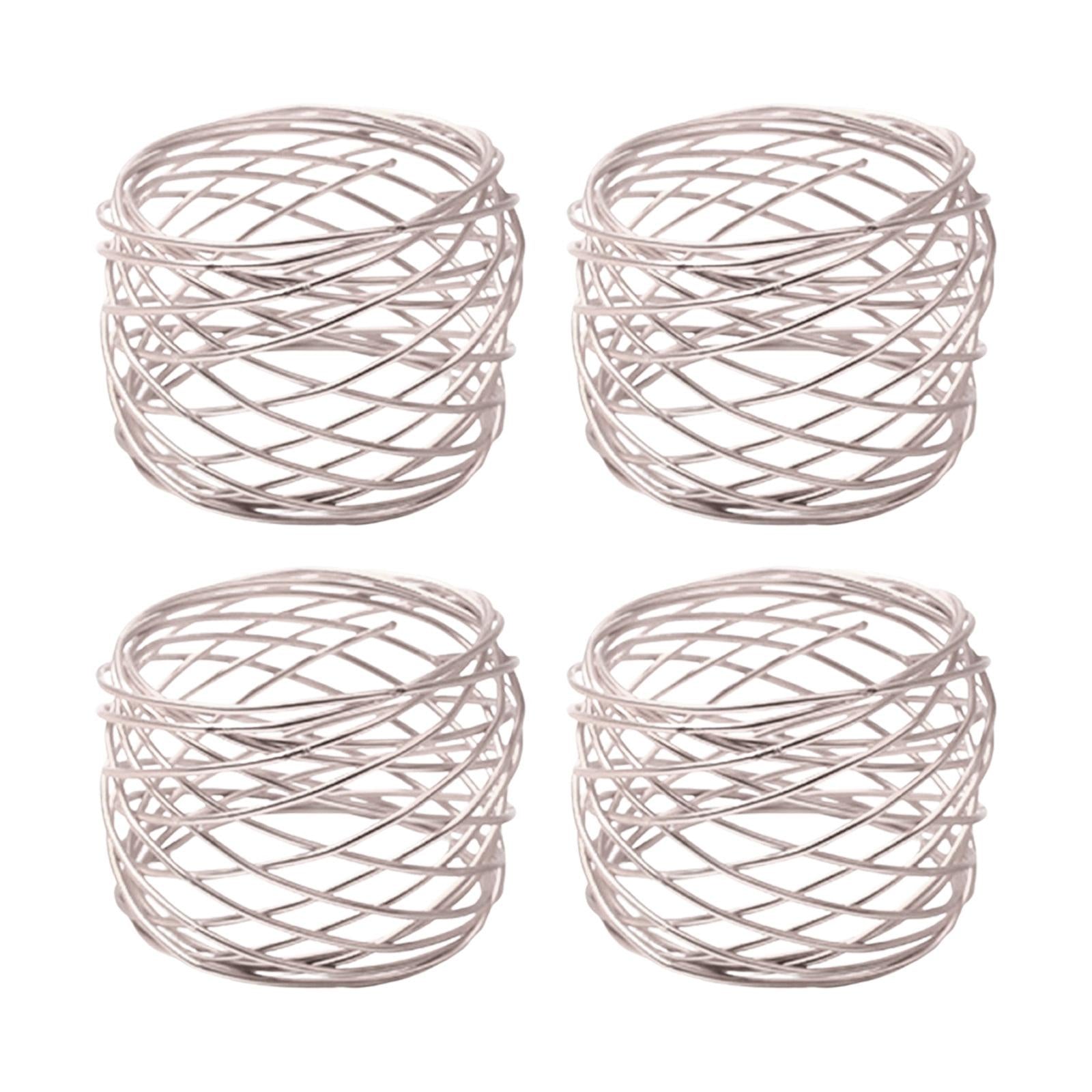 6x Crafts Napkin Rings Metal Mesh Buckles for Party Dining Table Banquet Silver