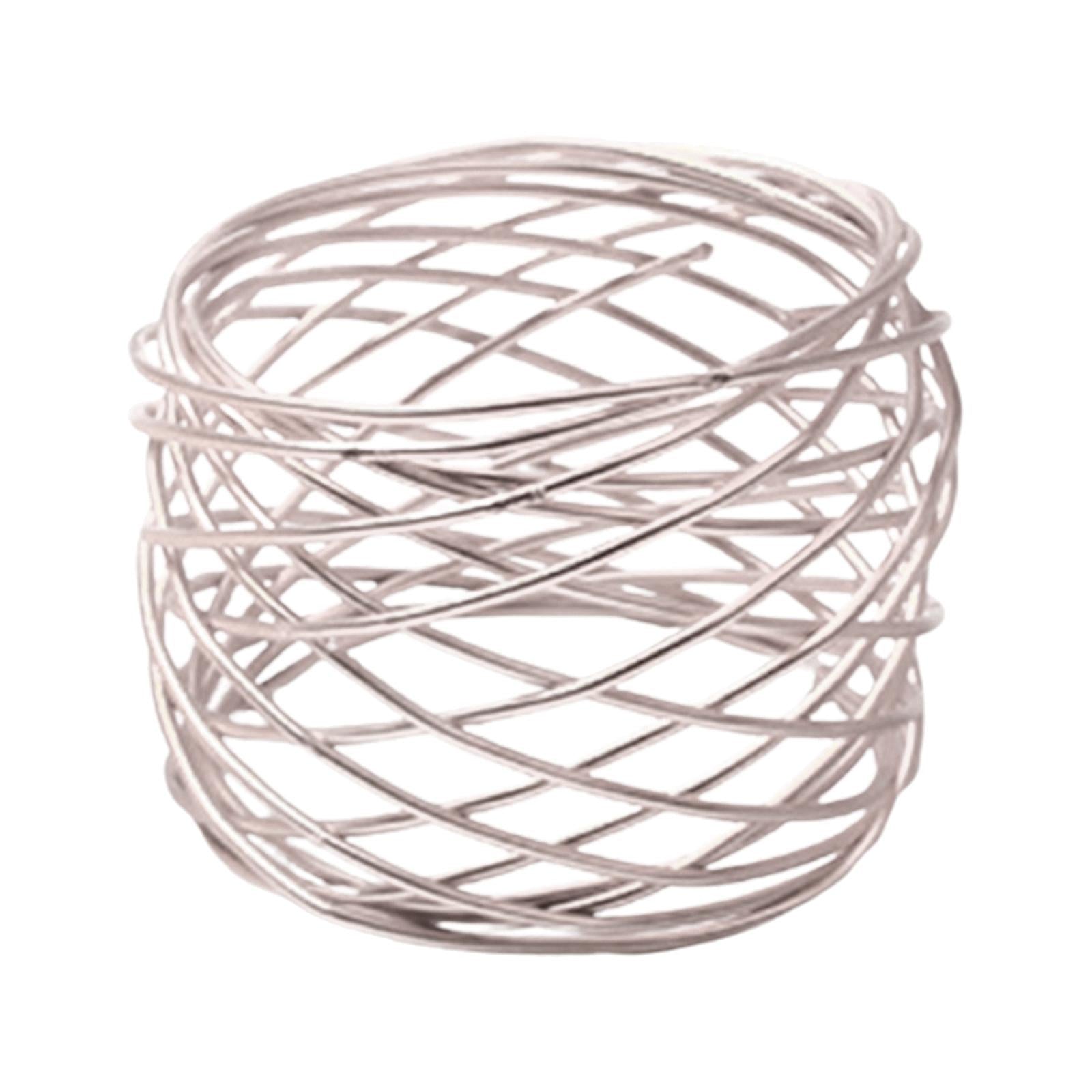 6x Crafts Napkin Rings Metal Mesh Buckles for Party Dining Table Banquet Silver
