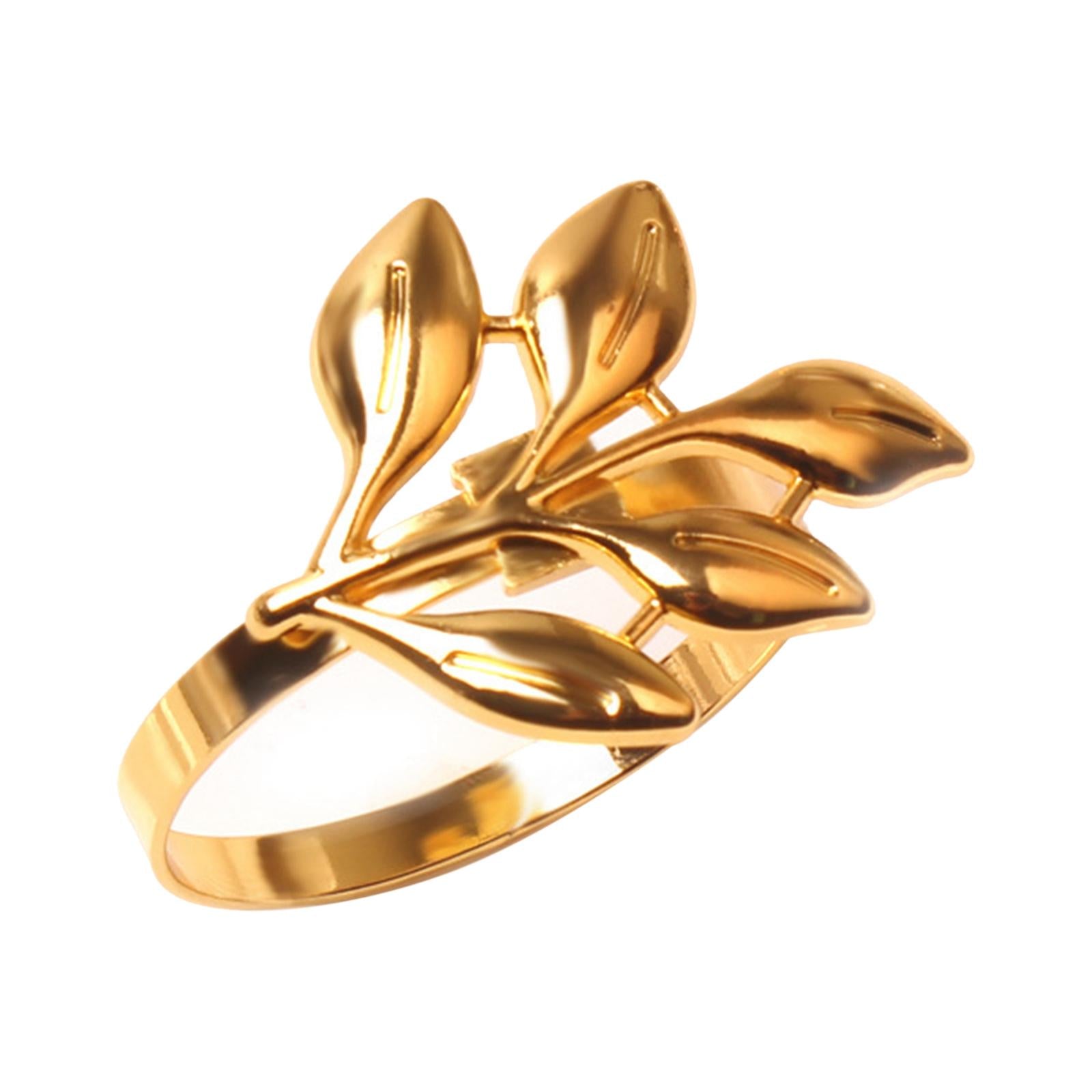 Delicate Napkin Holder Napkin Rings Adornment Leaf Design for Party Ornament gold