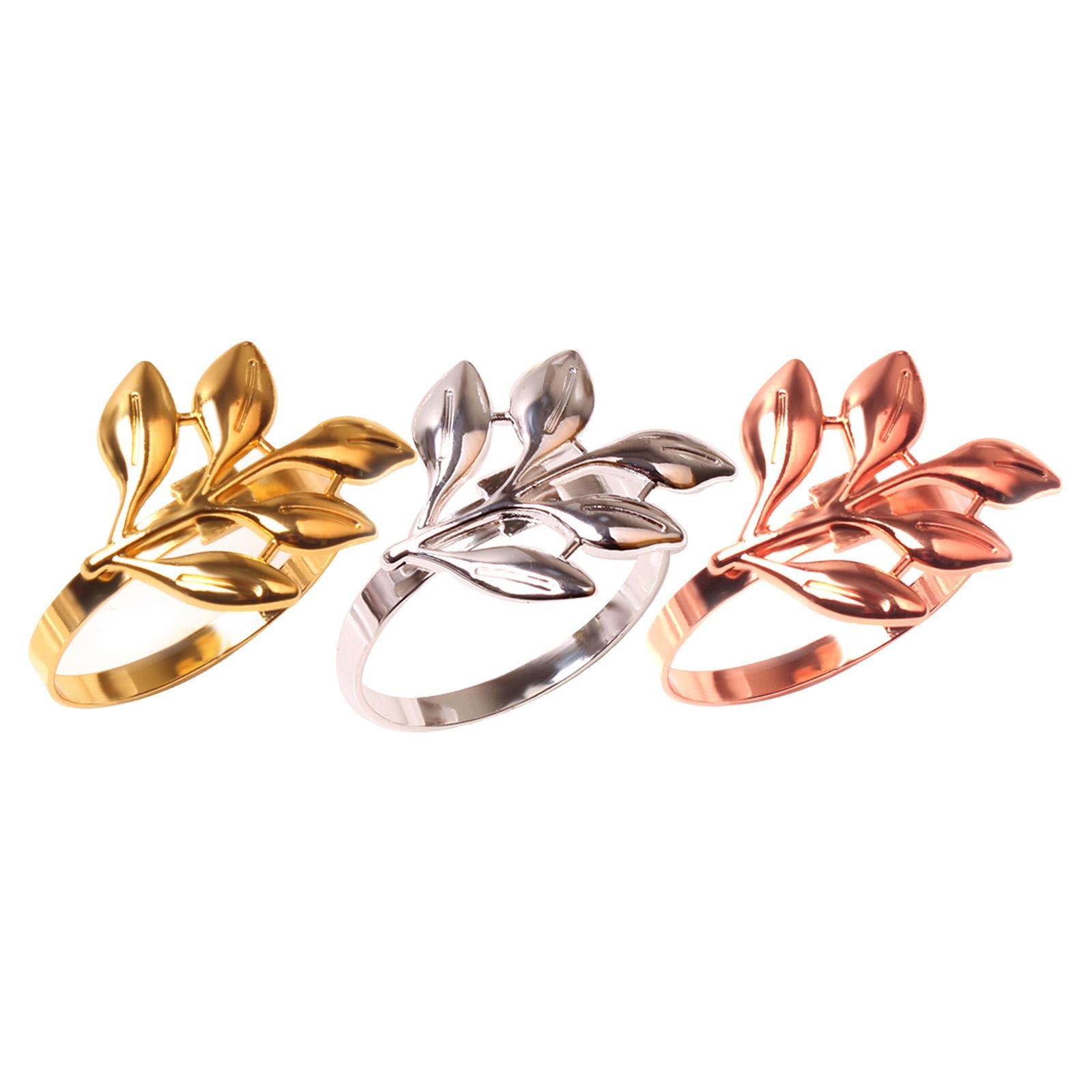 Delicate Napkin Holder Napkin Rings Adornment Leaf Design for Party Ornament gold