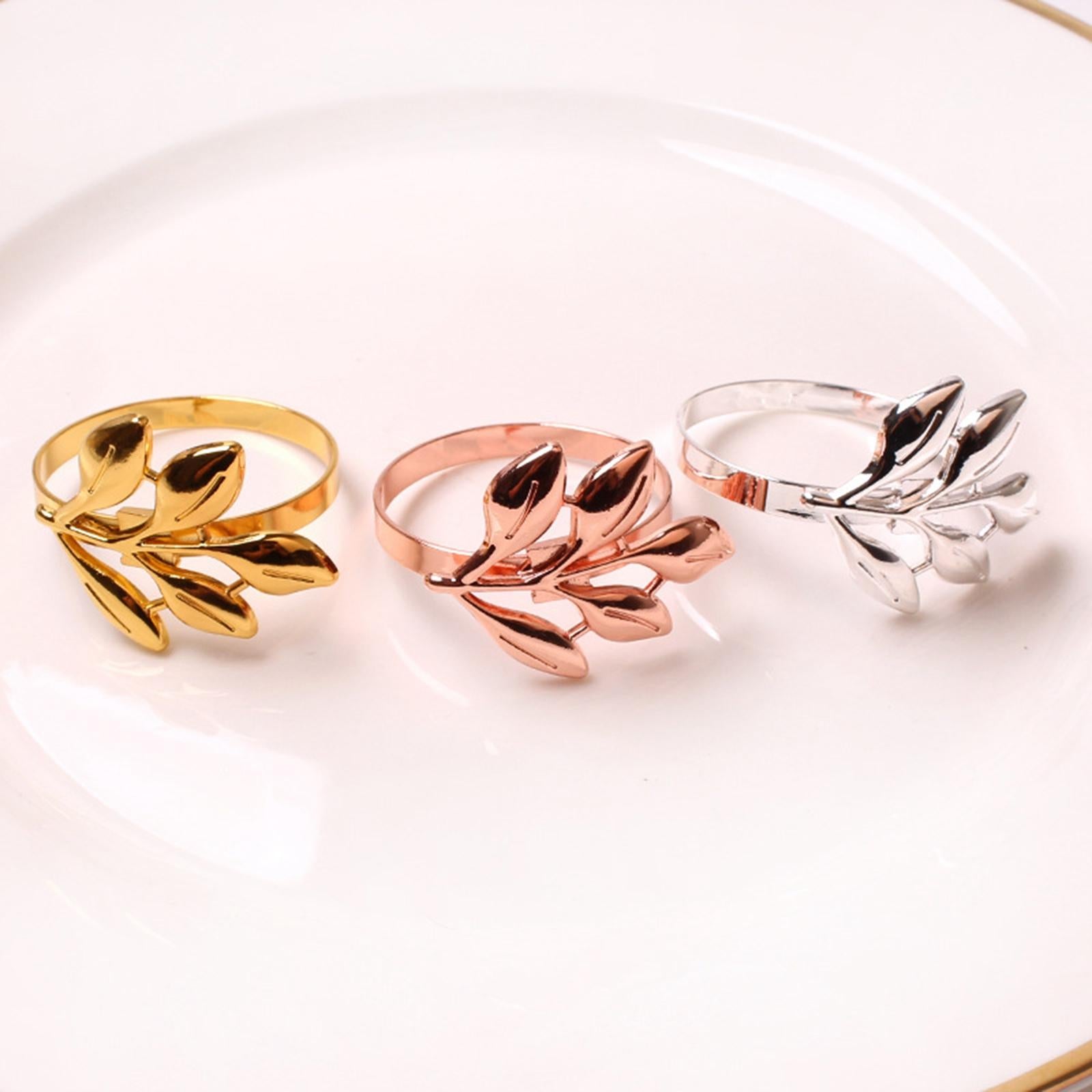 Delicate Napkin Holder Napkin Rings Adornment Leaf Design for Party Ornament silver