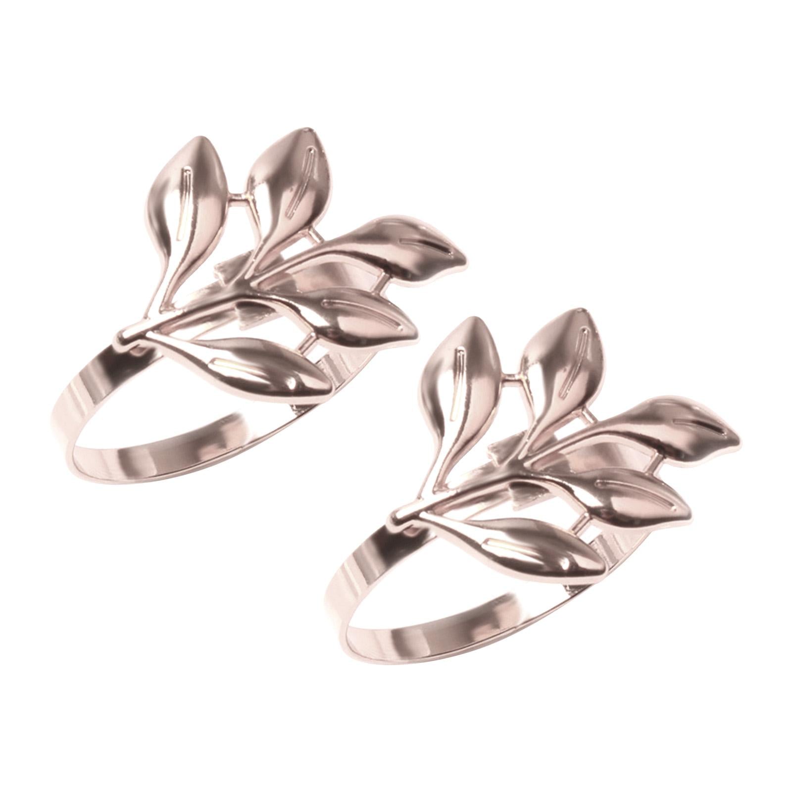 Delicate Napkin Holder Napkin Rings Adornment Leaf Design for Party Ornament silver