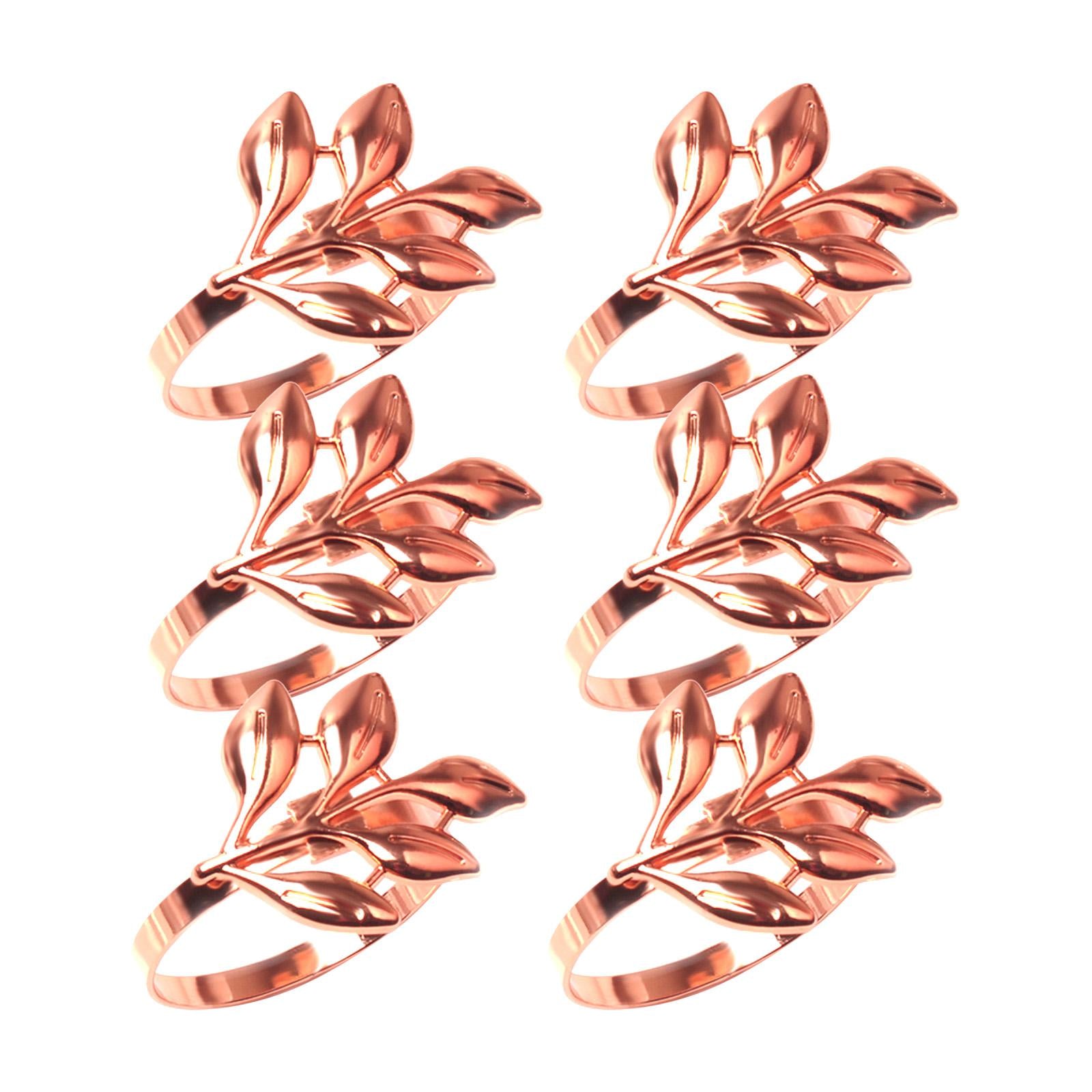Delicate Napkin Holder Napkin Rings Adornment Leaf Design for Party Ornament rose gold