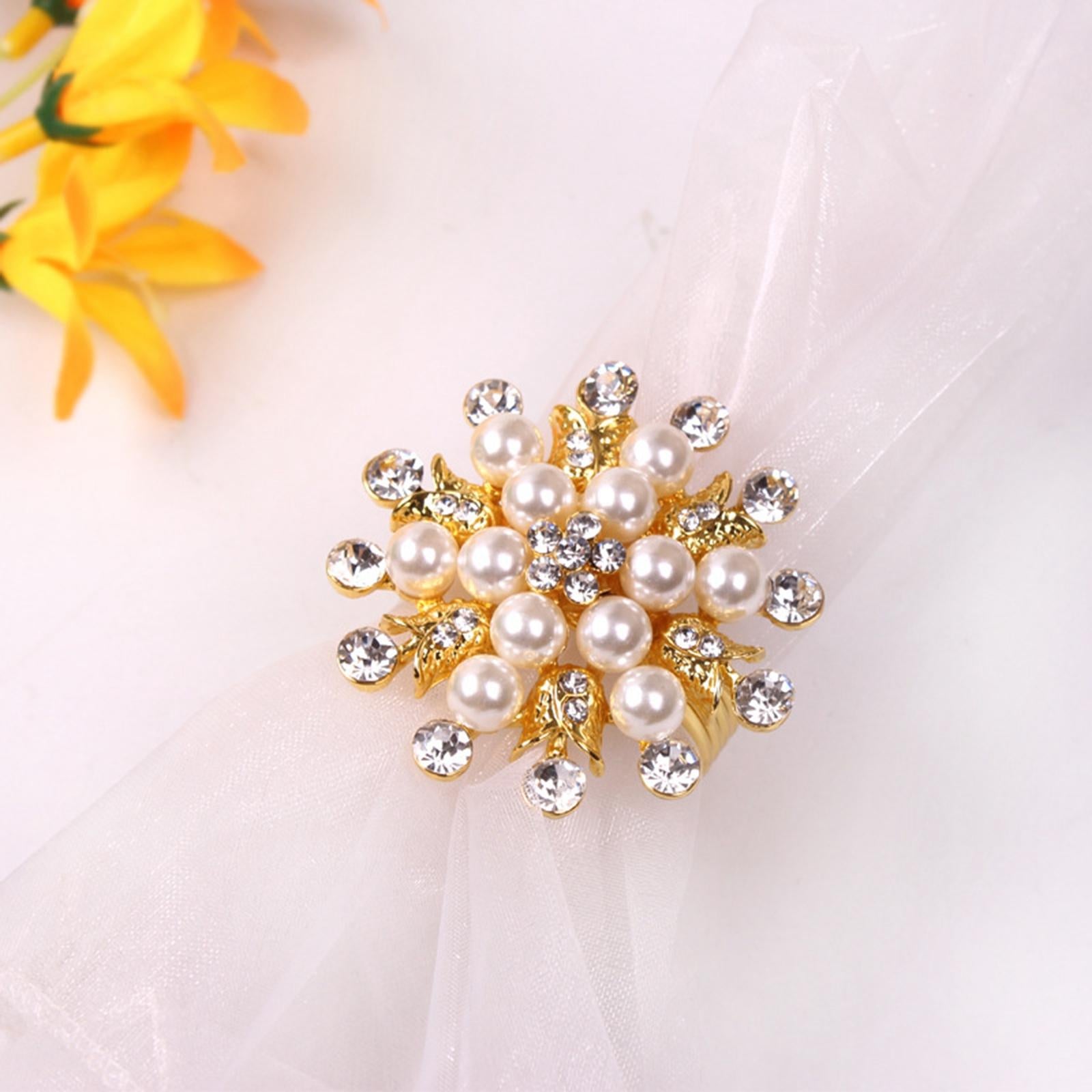 4Pcs Napkin Rings Set Metallic Flower Twined Tableware Supplies for Hotel