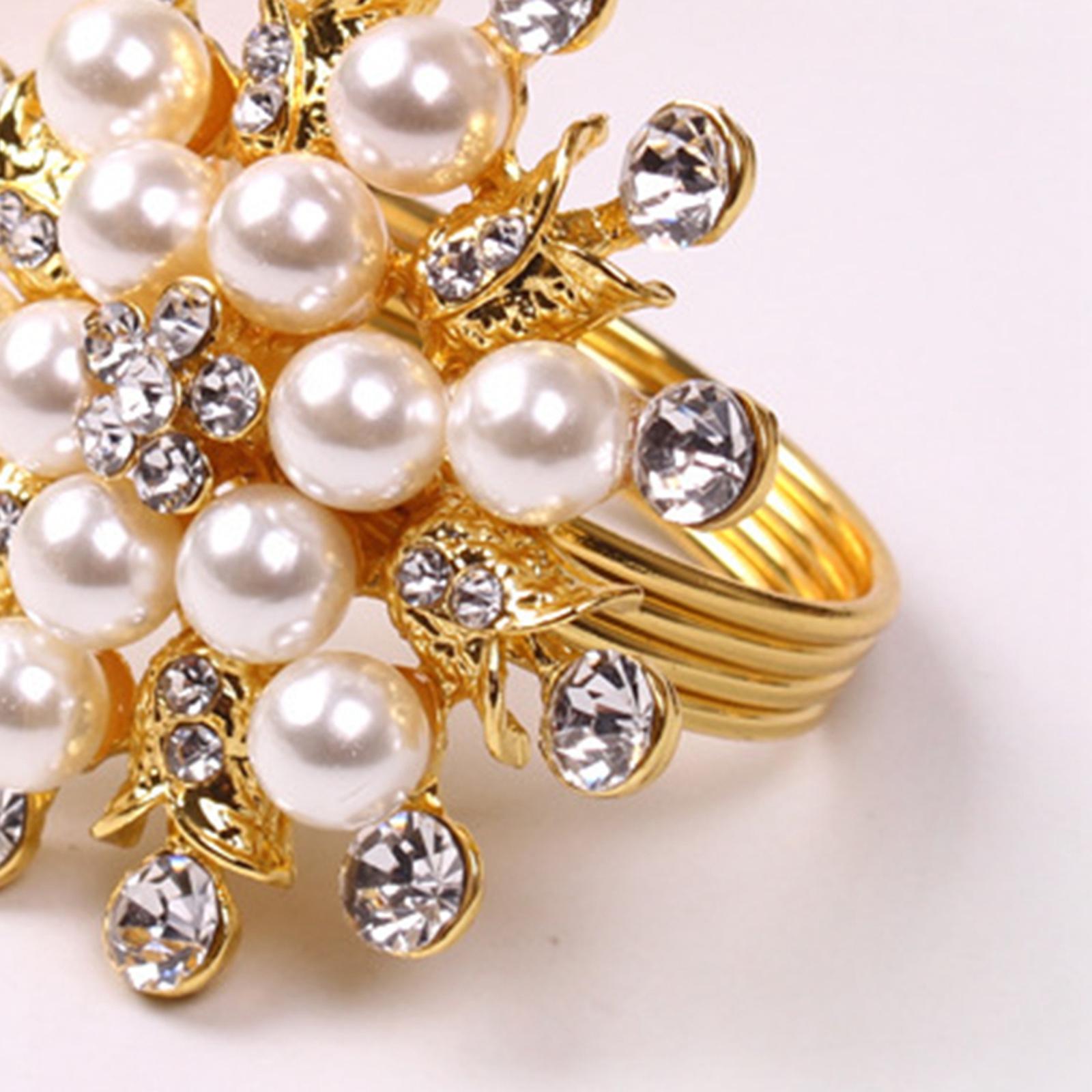 4Pcs Napkin Rings Set Metallic Flower Twined Tableware Supplies for Hotel
