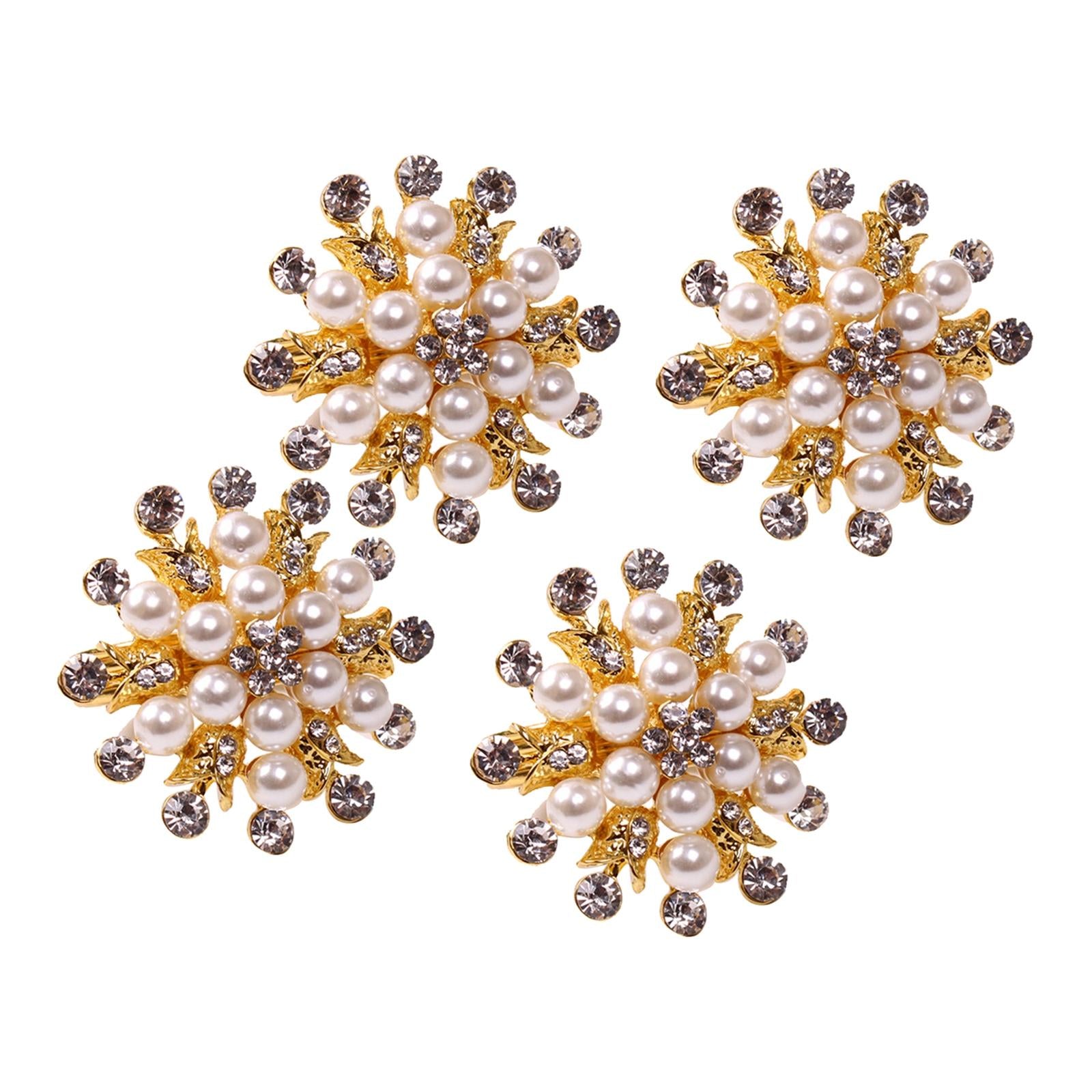4Pcs Napkin Rings Set Metallic Flower Twined Tableware Supplies for Hotel
