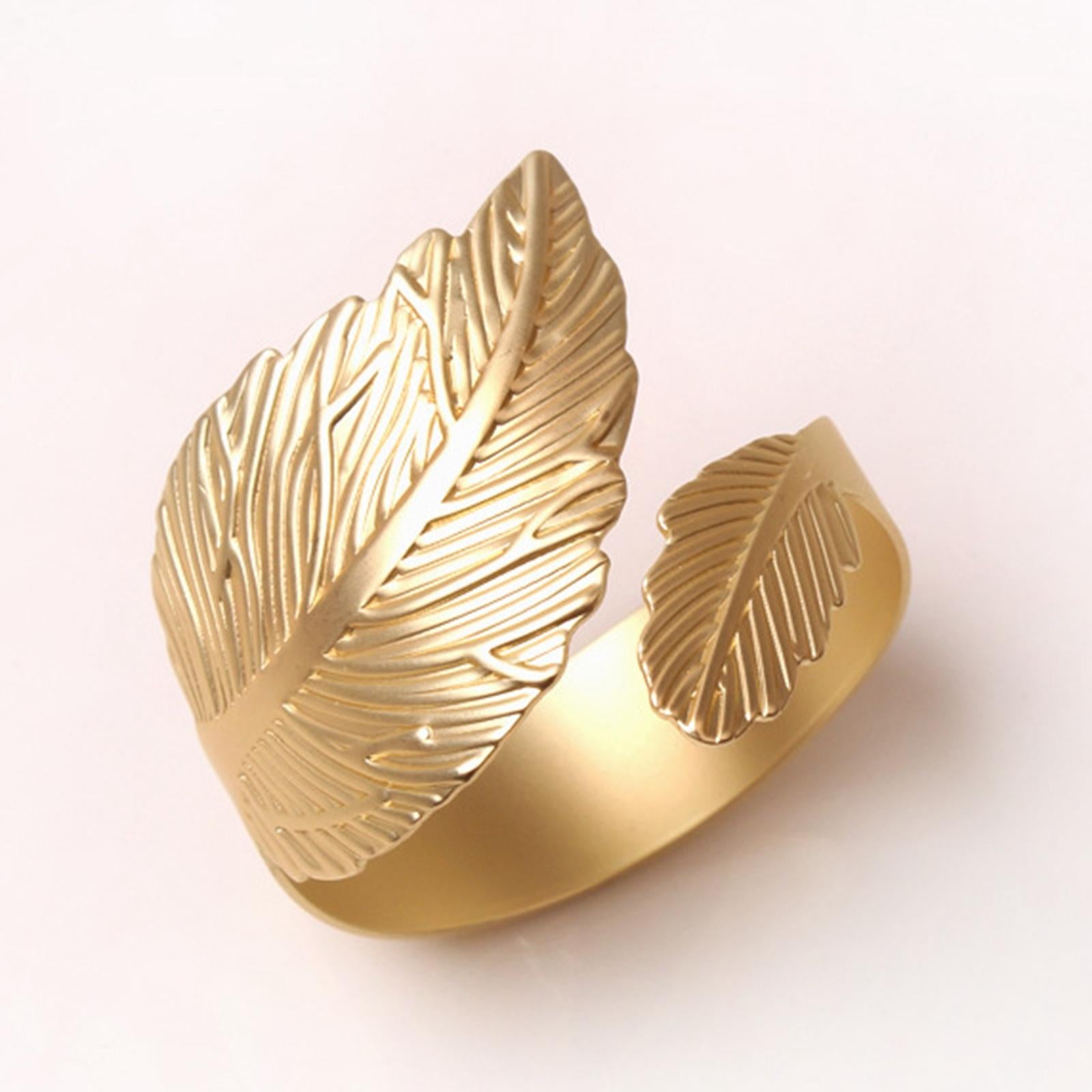 4Pcs Feather Napkin Rings Crafts Holder for Family Gatherings Thanksgiving Golden  A