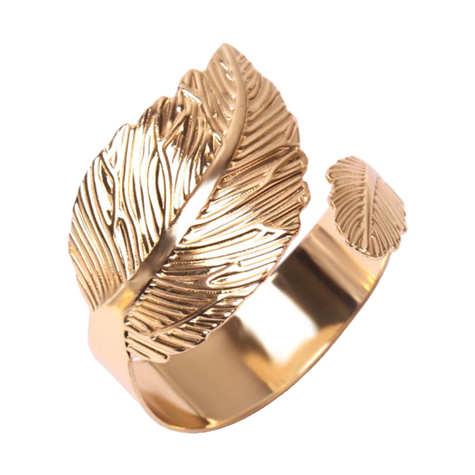 4Pcs Feather Napkin Rings Crafts Holder for Family Gatherings Thanksgiving Golden  B