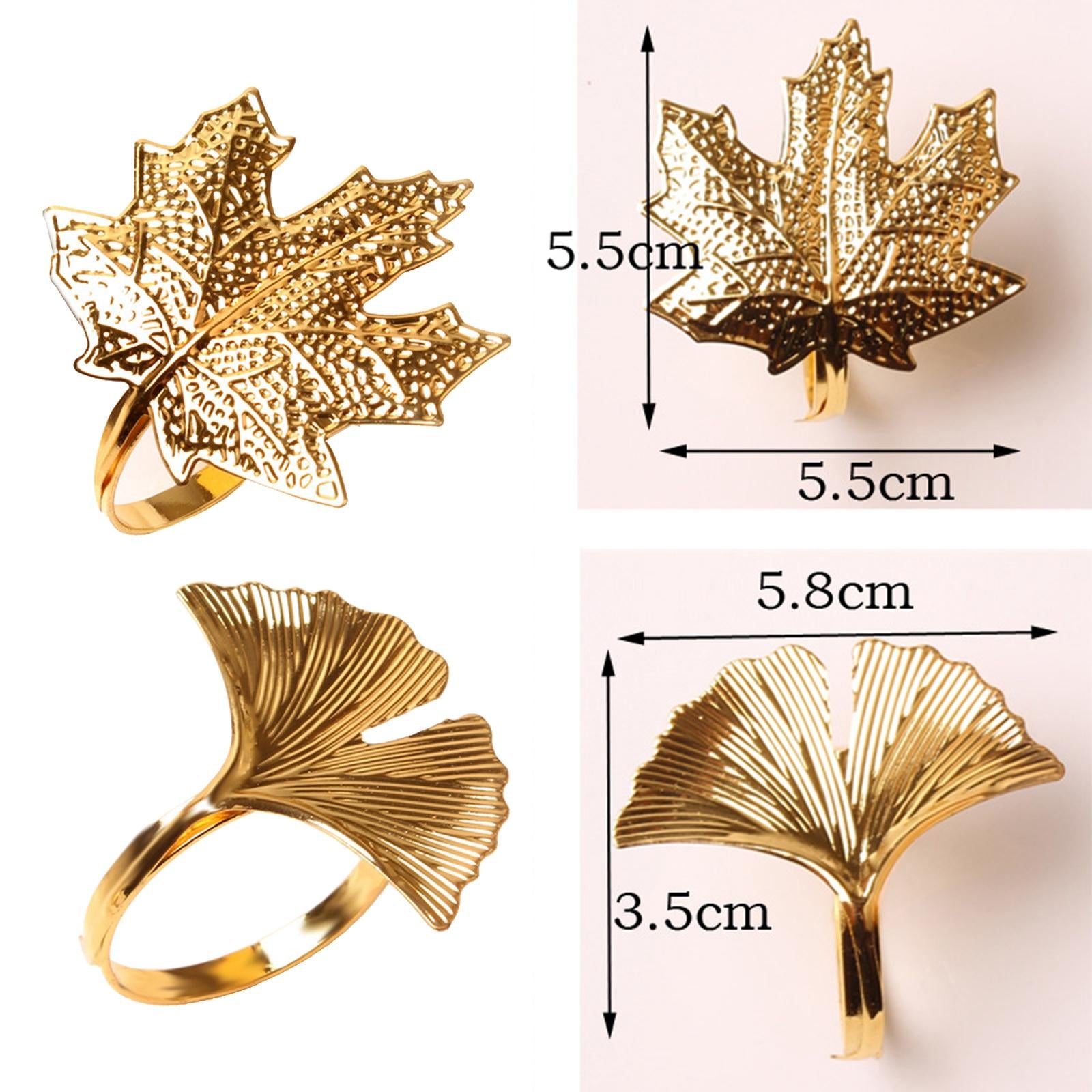 6x Napkin Rings Leaf Napkin Holder for Birthday Dinner Party Ginkgo Leaves