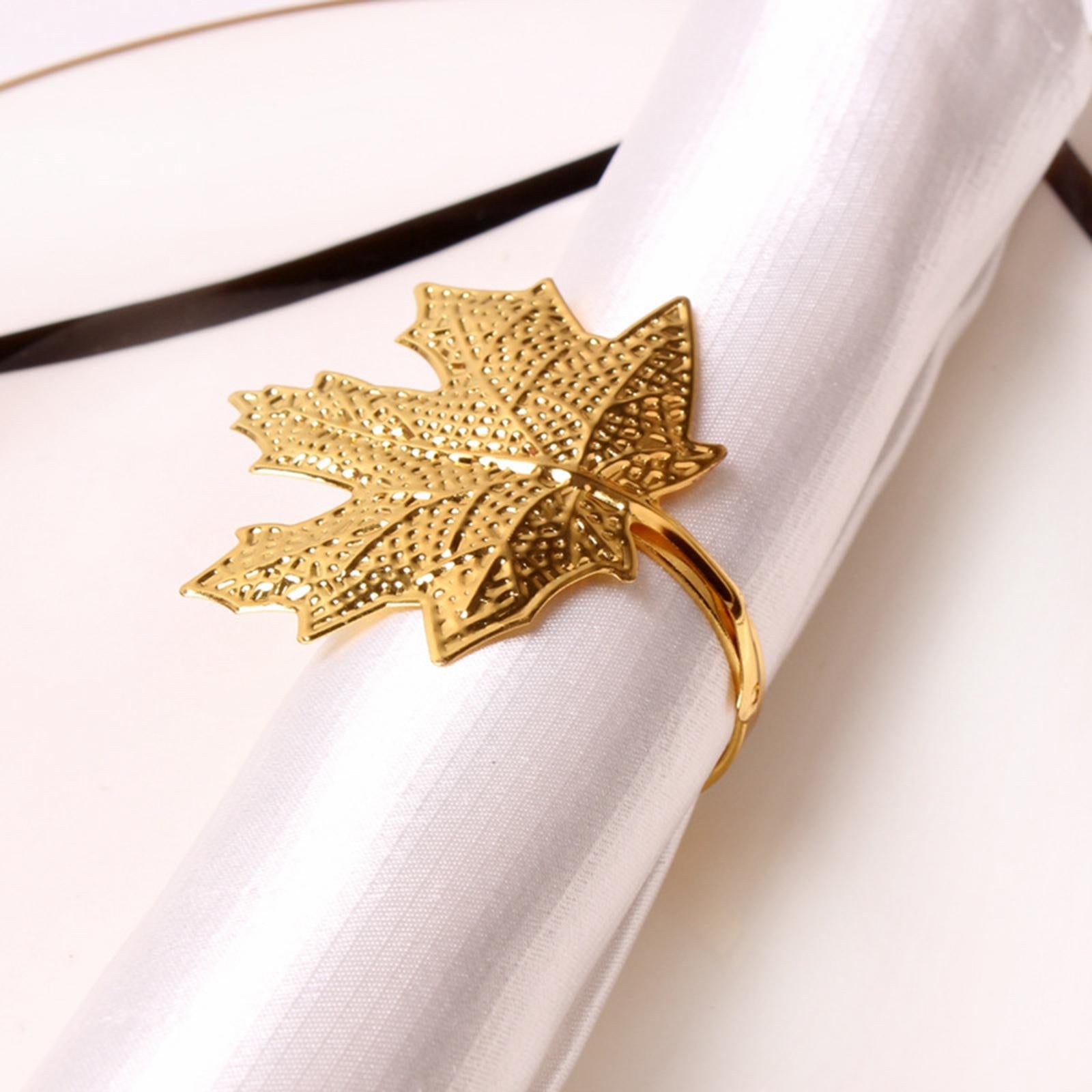 6x Napkin Rings Leaf Napkin Holder for Birthday Dinner Party Maple Leaves