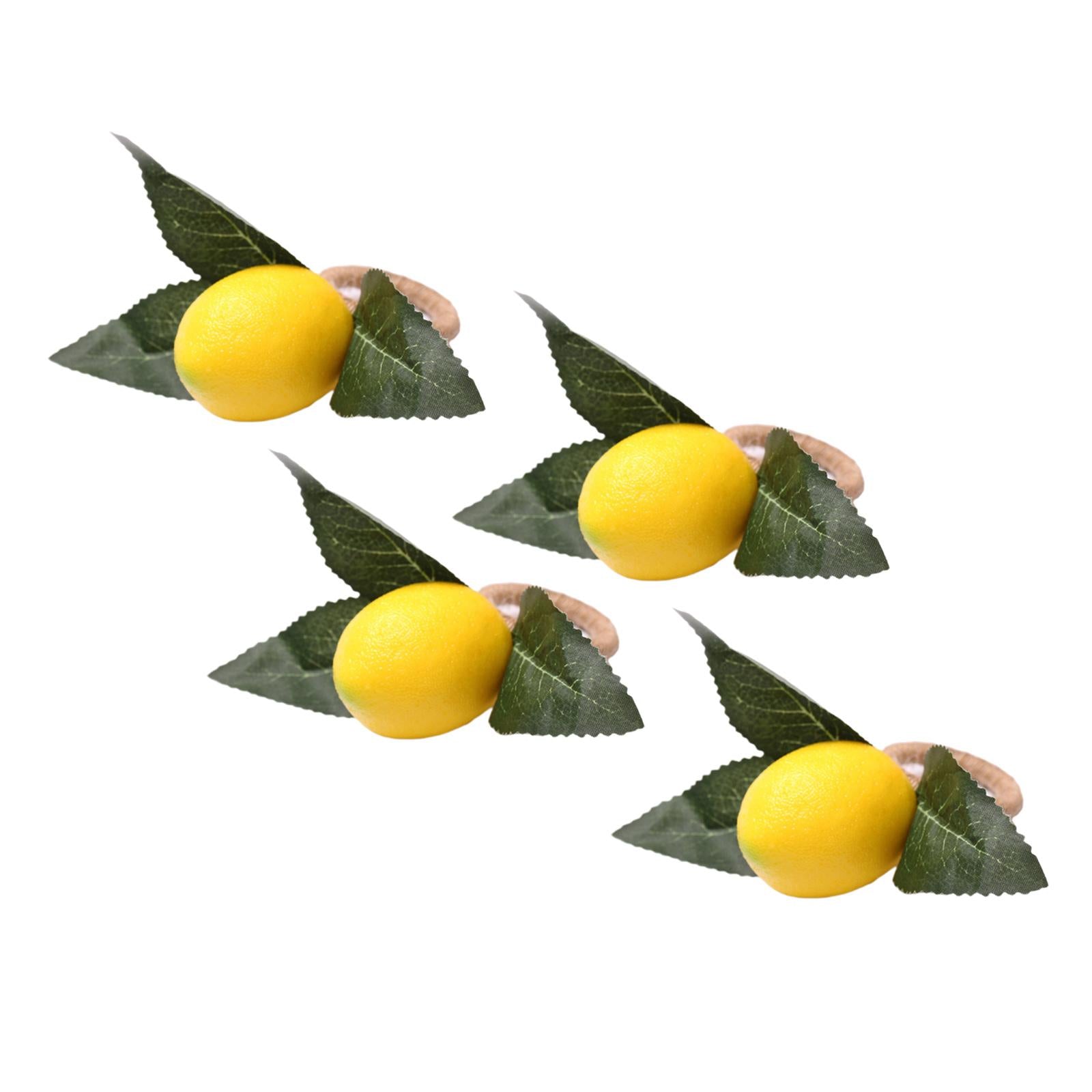 4x Napkin Buckle Supplies Yellow Napkin Rings Lemon for Party Wedding Home