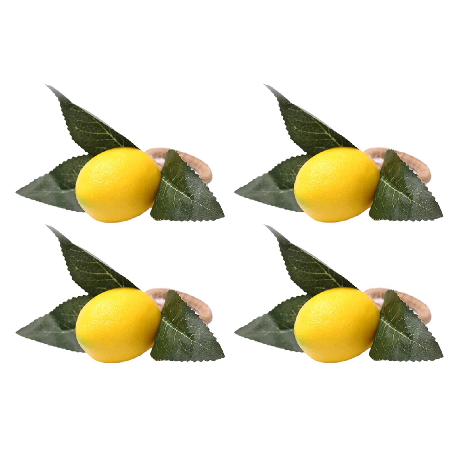 4x Napkin Buckle Supplies Yellow Napkin Rings Lemon for Party Wedding Home