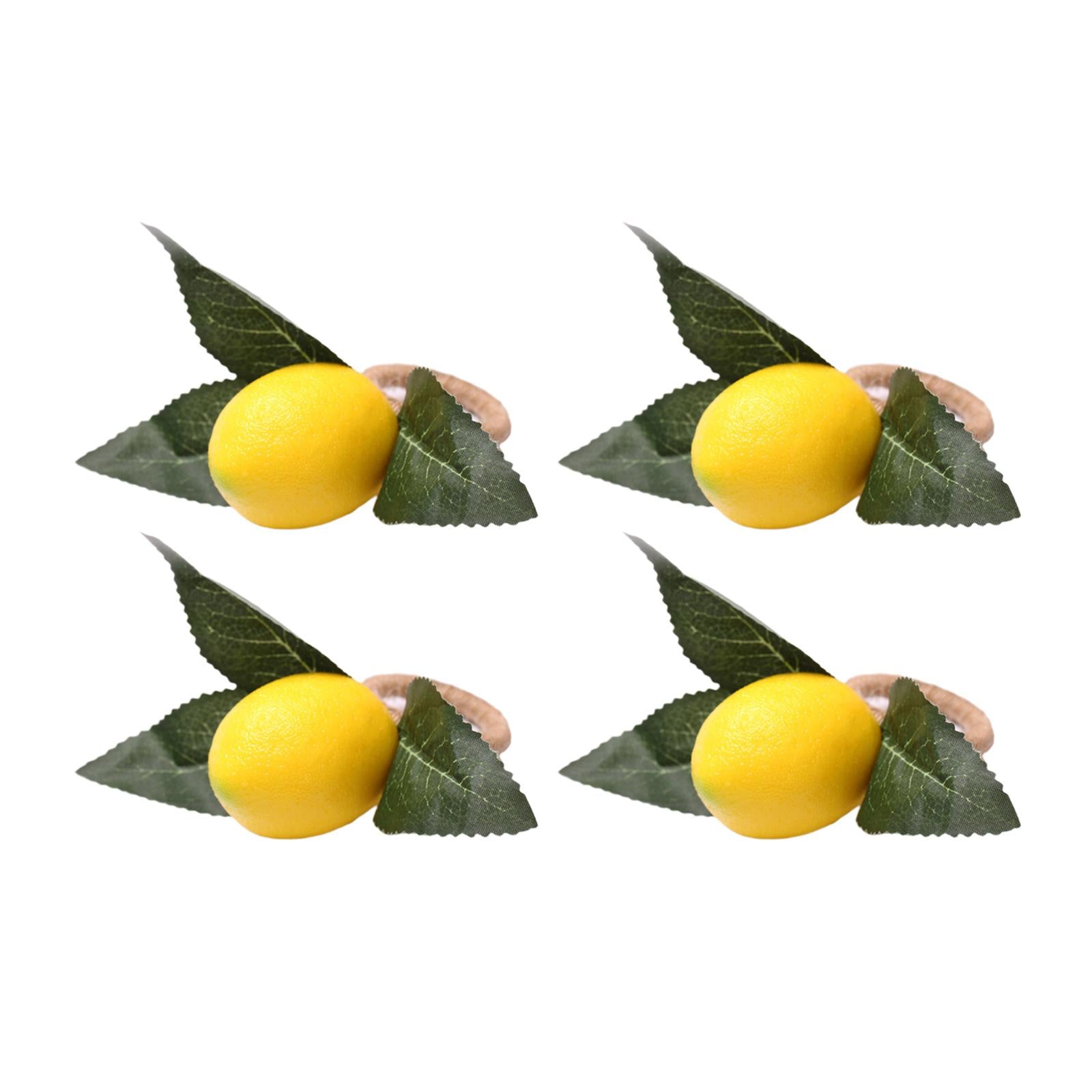 4x Napkin Buckle Supplies Yellow Napkin Rings Lemon for Party Wedding Home