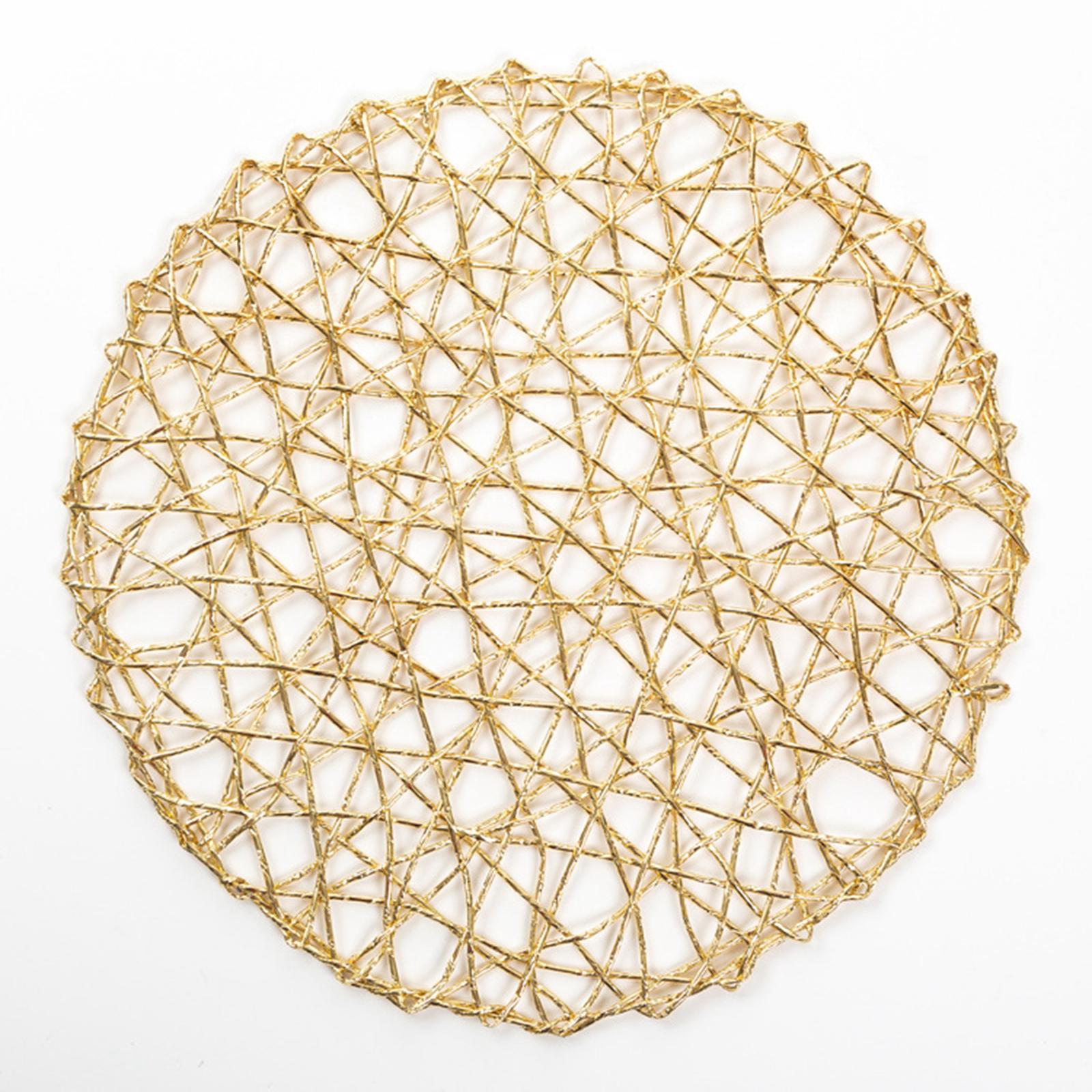 Round Placemats Tableware Utensil Stain Resistant for Dining Table Gold