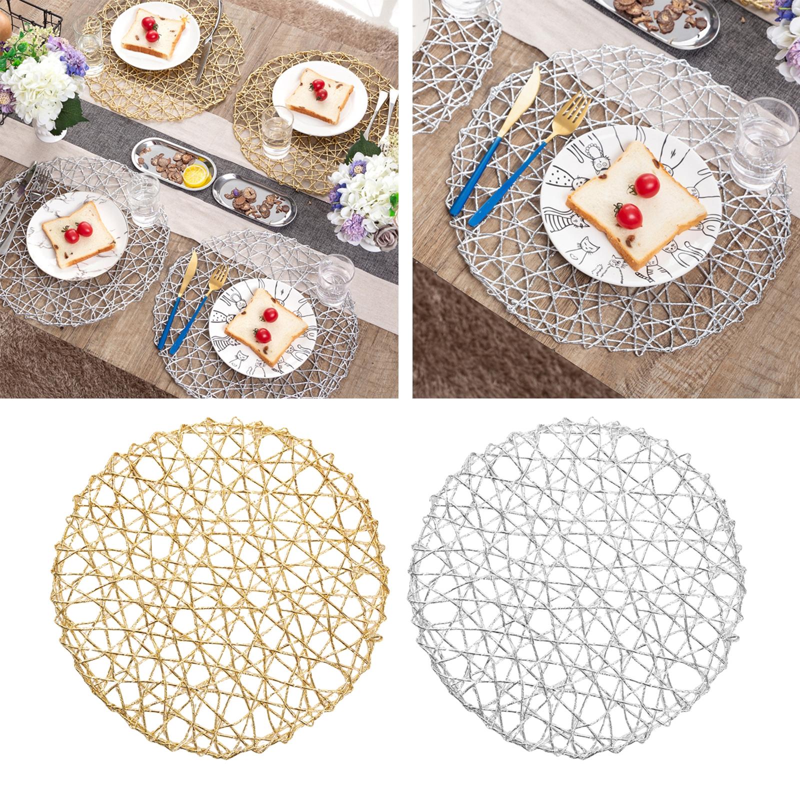 Round Placemats Tableware Utensil Stain Resistant for Dining Table Gold
