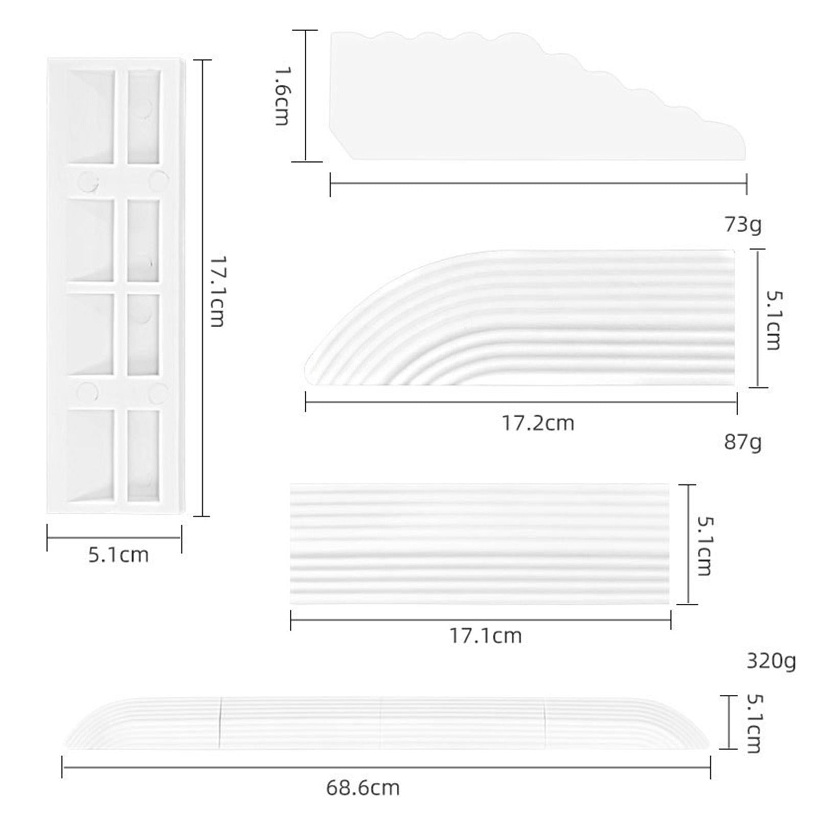 Set of 5 Household Threshold Bars Step Ramp for Robot Vacuum Cleaner White