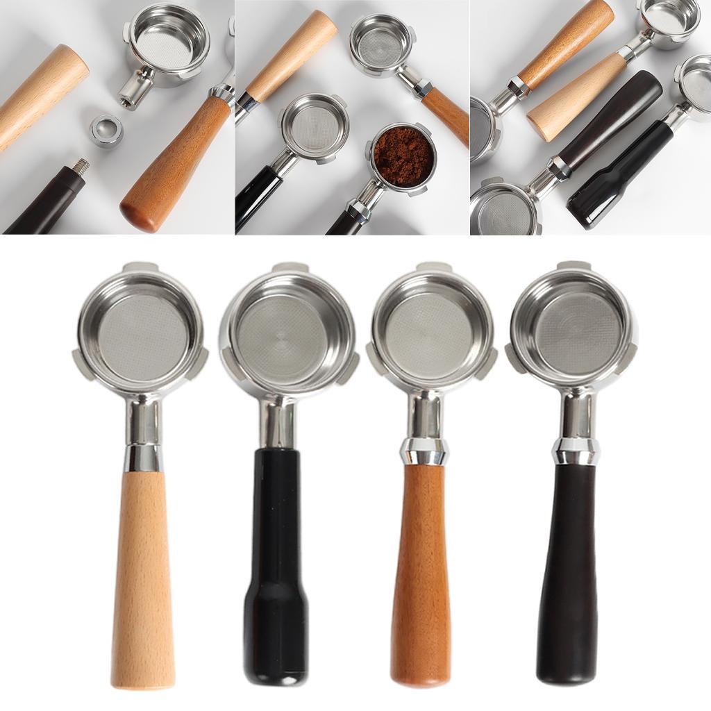 Bottomless Naked Portafilter Coffee Espresso Handle for Coffee Machine Wooden Handle A